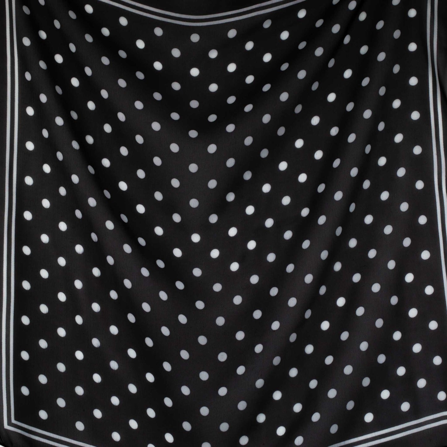 Eșarfă damă din mătase , imprimeu cu buline și dungi, 65 x 65 cm - Negru