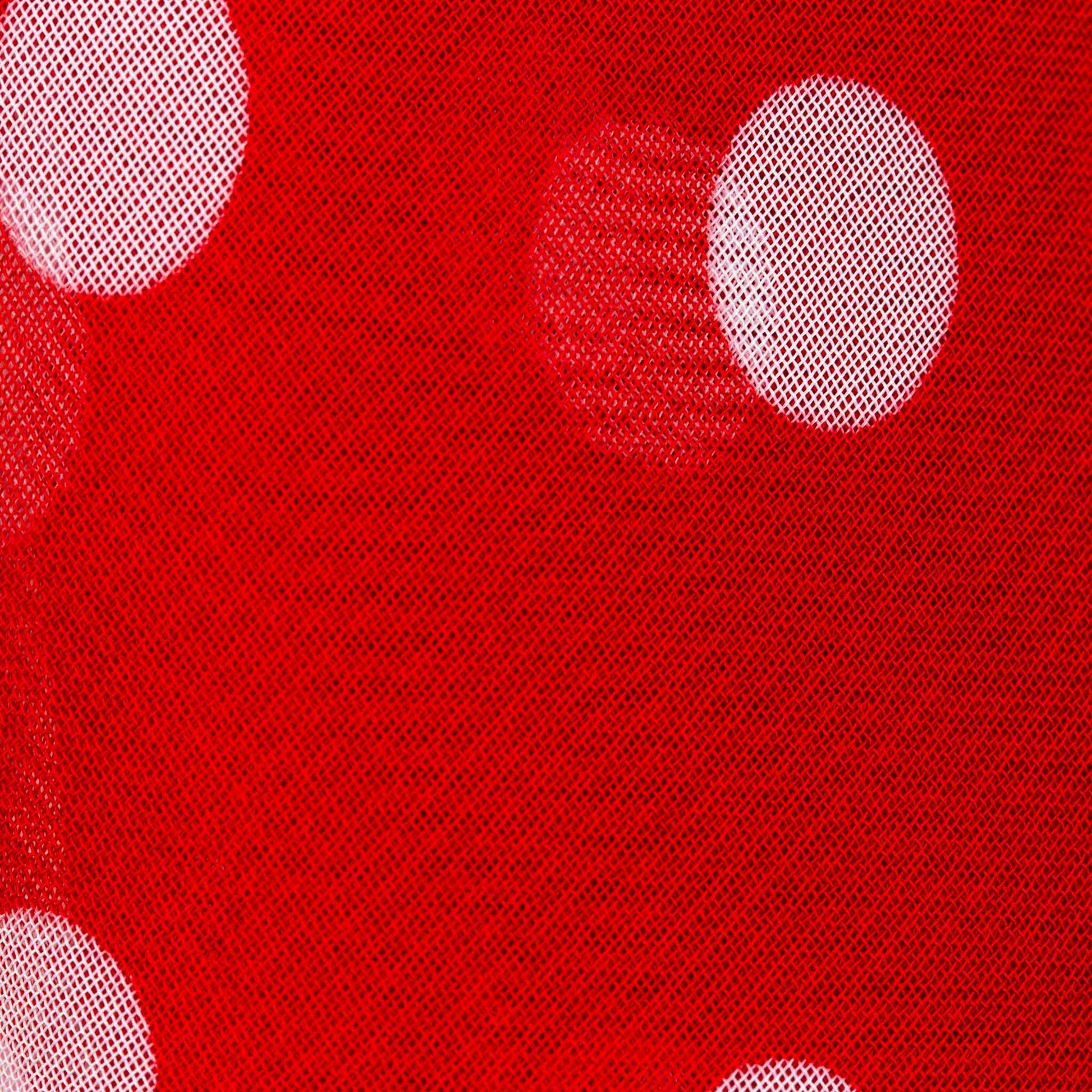 Eșarfă damă din mătase , imprimeu cu buline și dungi, 65 x 65 cm - Roșu