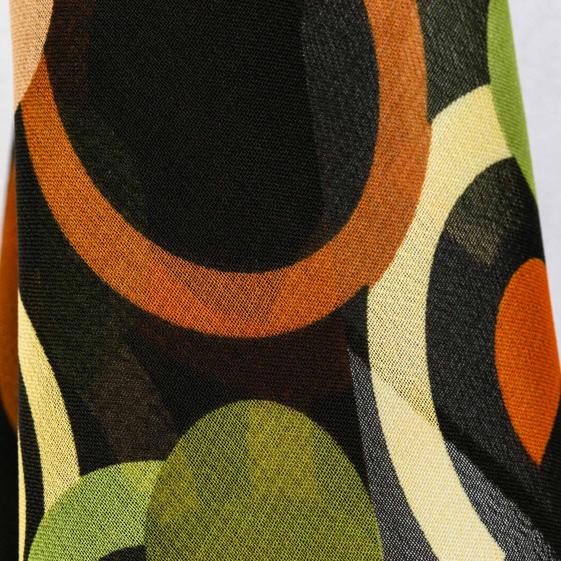 Eșarfă damă din mătase , imprimeu cu cercuri, 65 x 65 cm - Verde, Maro