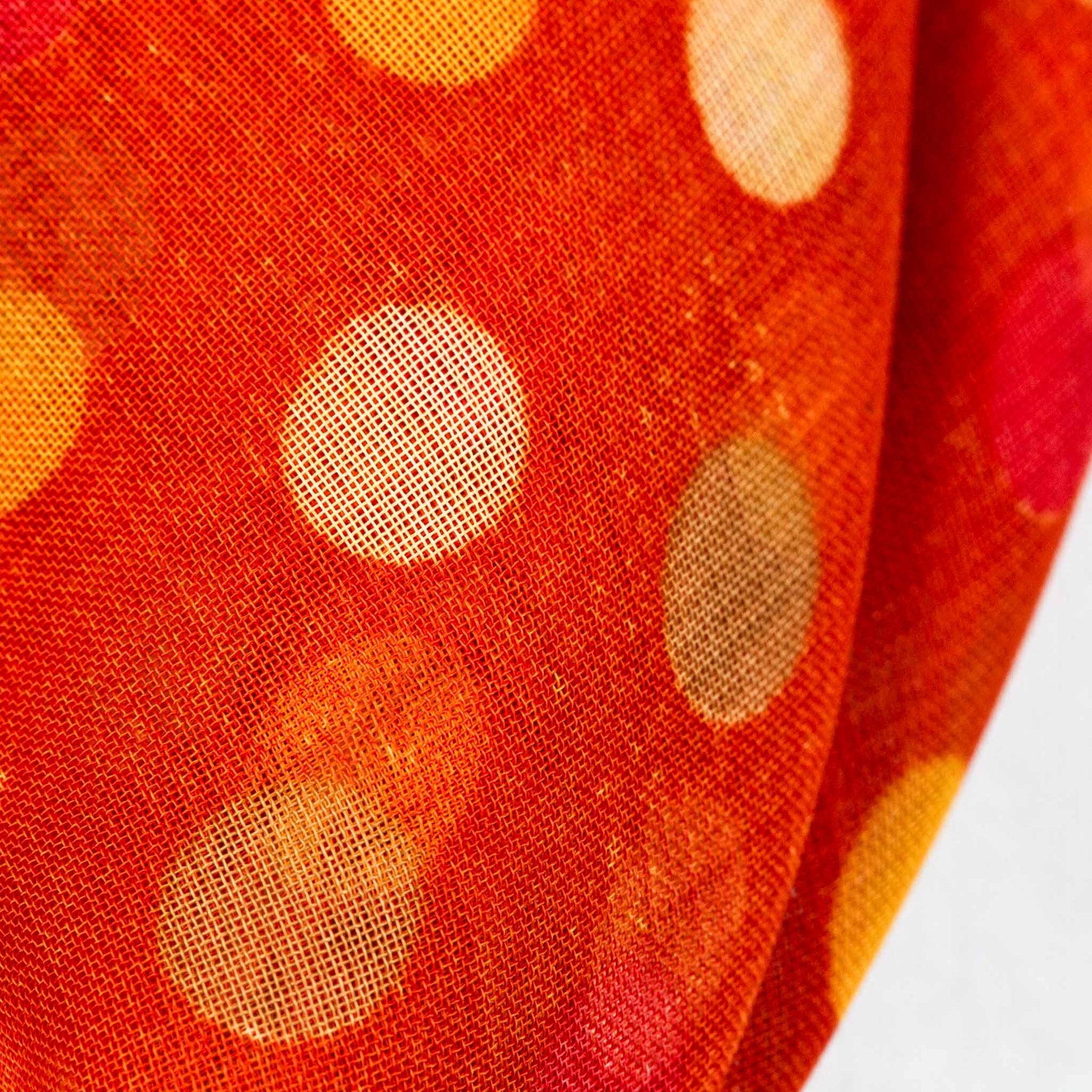 Eșarfă damă din mătase , imprimeu cu flori și buline, 65 x 65 cm - Portocaliu
