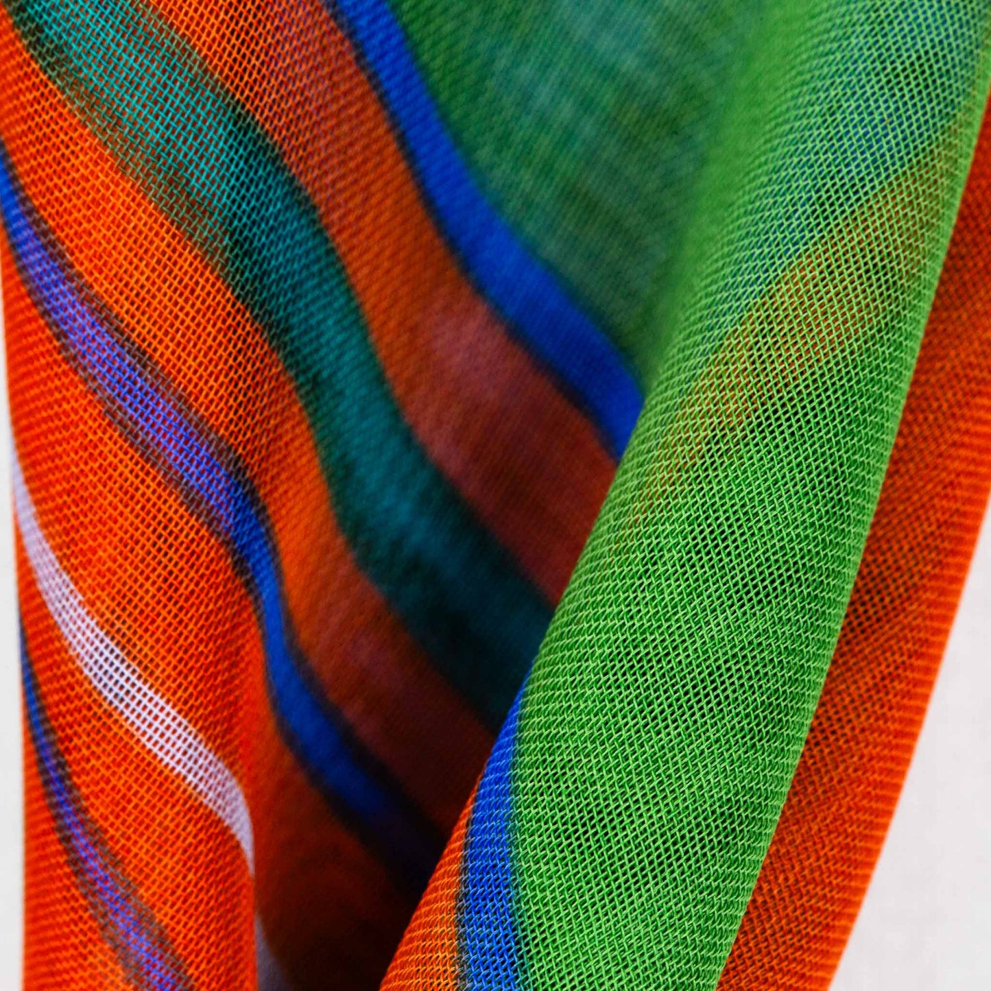 Eșarfă damă din mătase , imprimeu cu forme geometrice, 65 x 65 cm - Verde, Portocaliu, Albastru