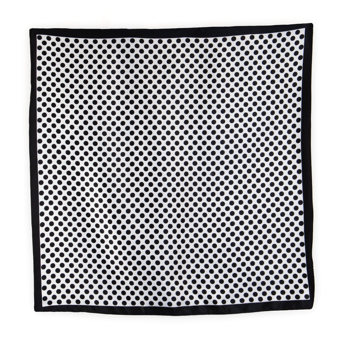 Eșarfă damă din satin cu buline clasice, 53 x 53 cm - Negru, Alb