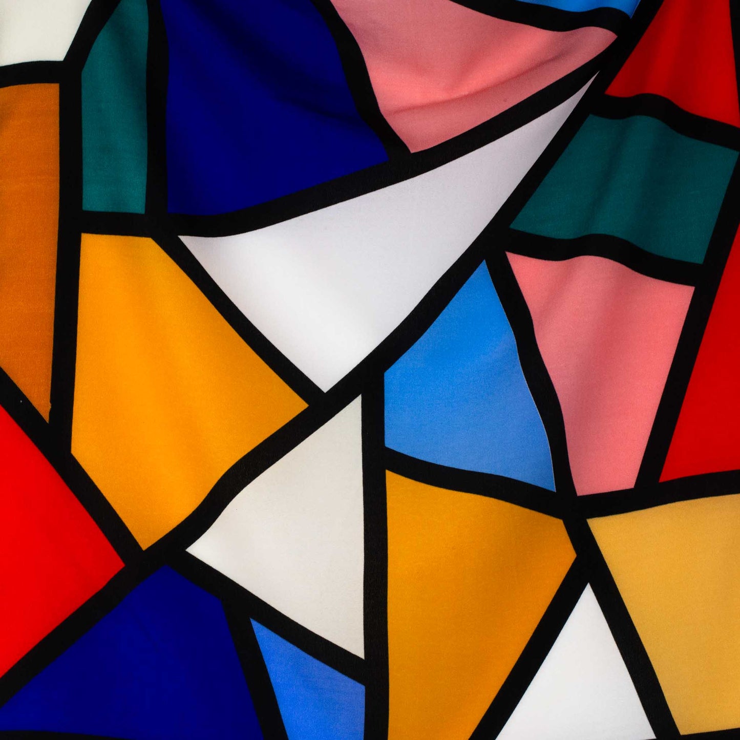 Eșarfă damă din satin , imprimeu cu secțiuni geometrice, 55 x 55 cm - Multicolor