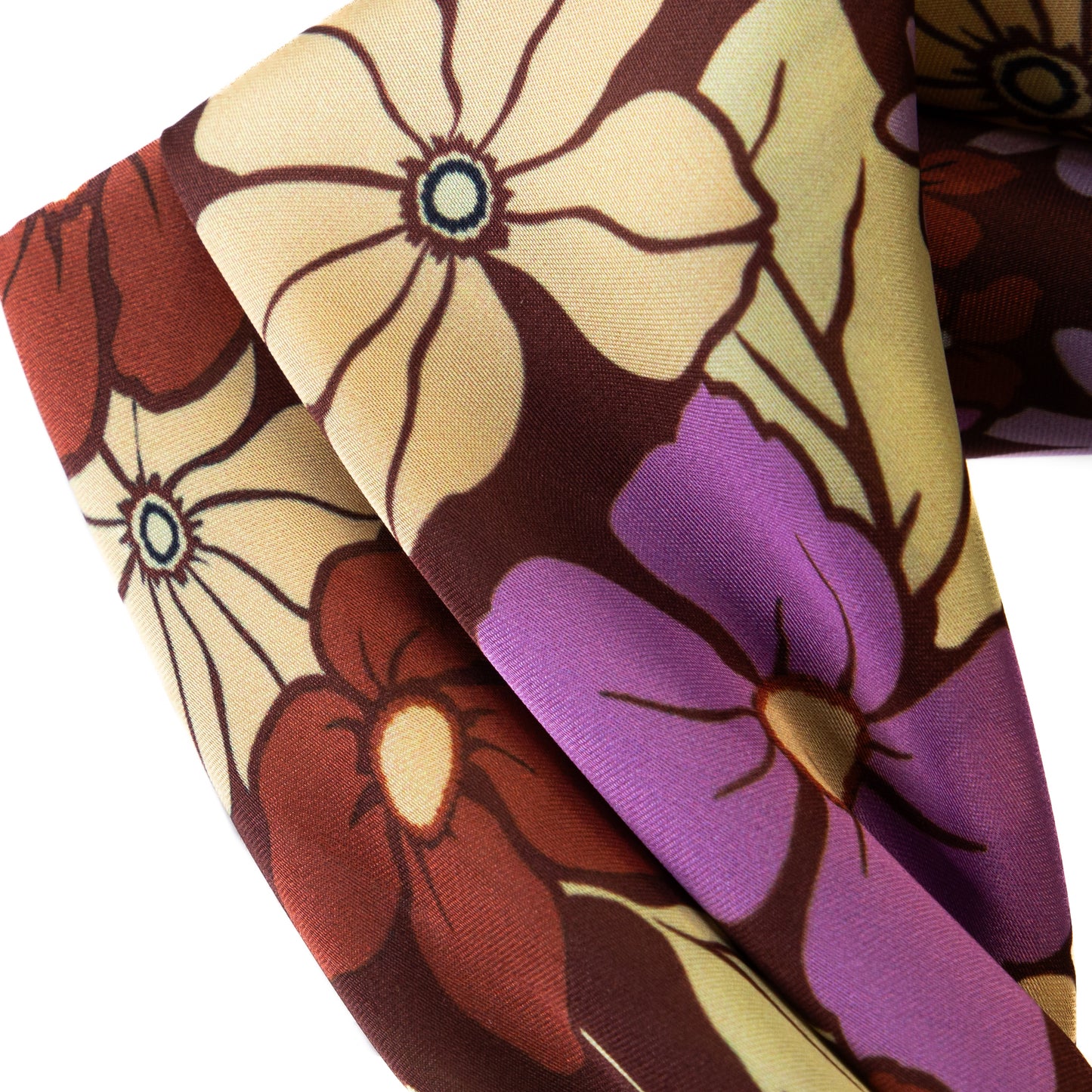 Eșarfă damă din satin, imprimeu floral sofisticat, 50 x 50 cm - Multicolor