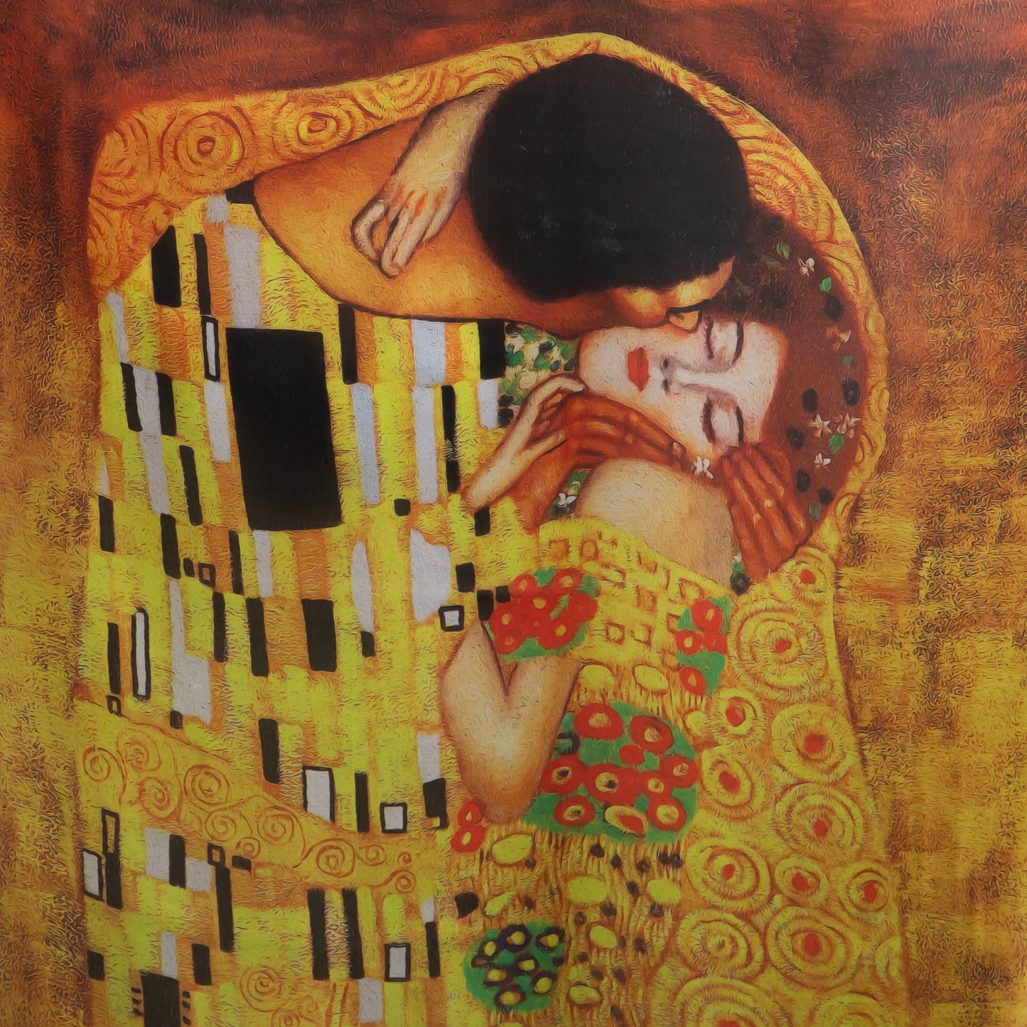 Eșarfă fină cu efect de mătase, cuplu romantic, 195 x 85 cm - Maro, Galben