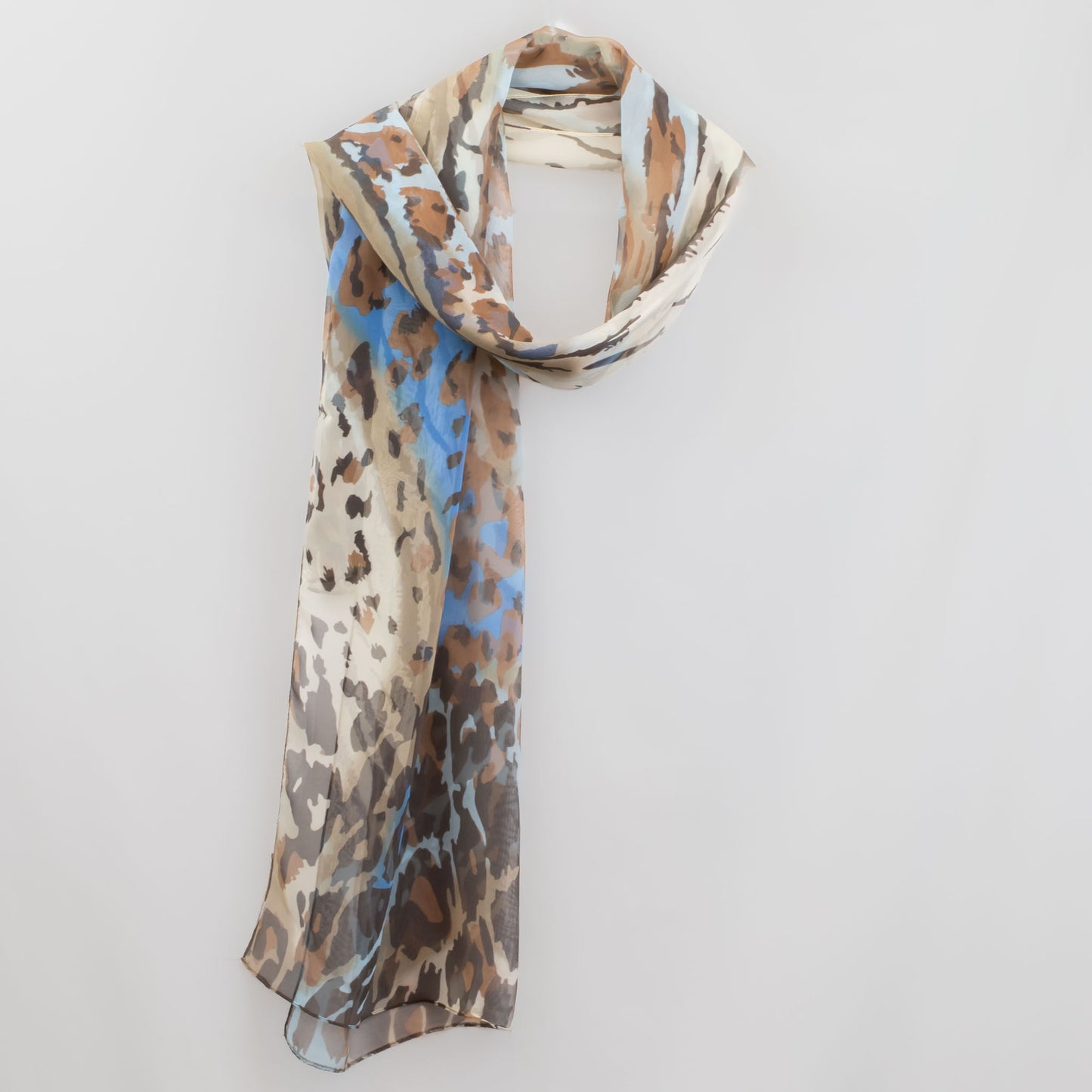 Eșarfă fină cu efect de mătase, imprimeu animal print tiger, 160 x 50 cm