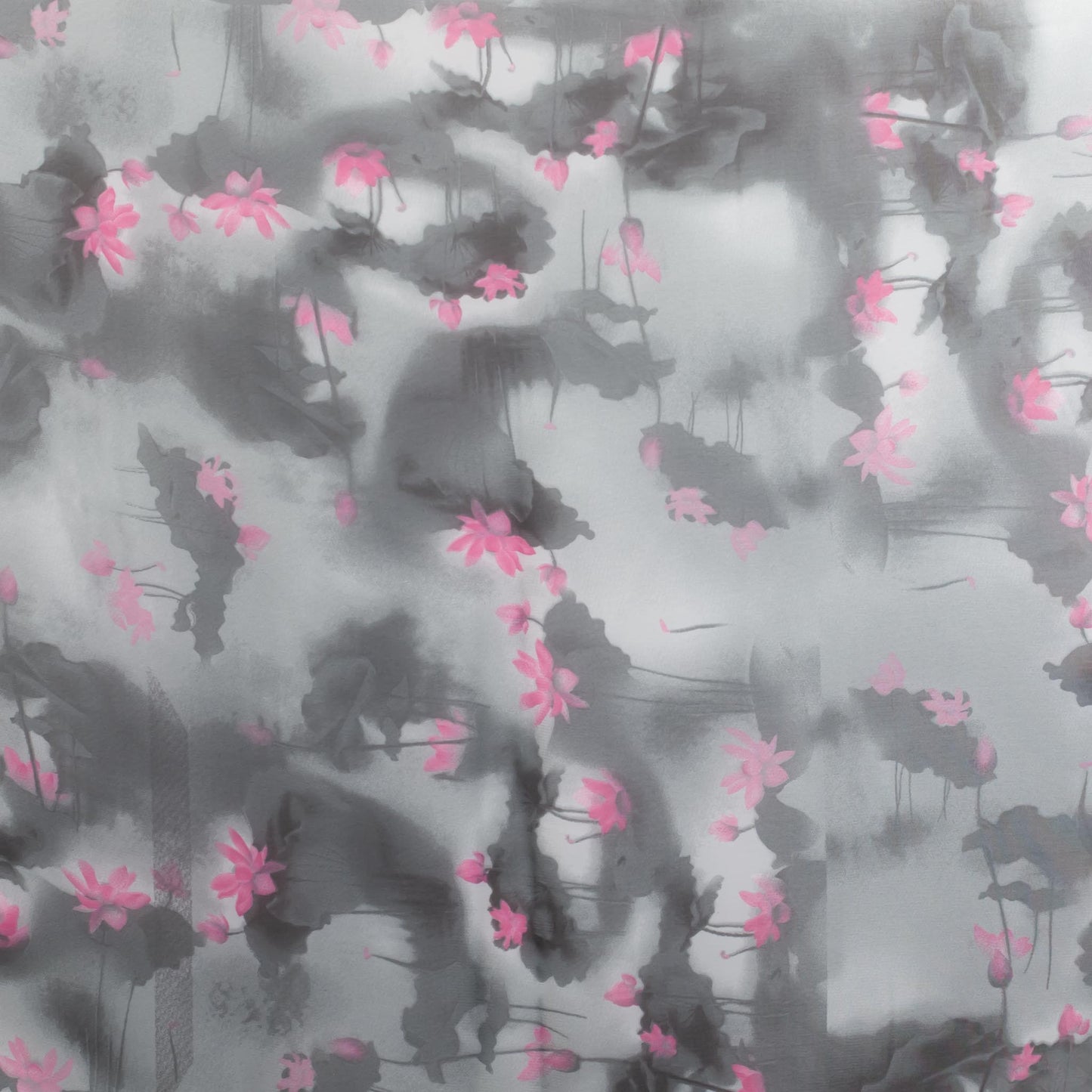 Eșarfă fină cu efect de mătase, imprimeu black lotus, 150 x 50 cm