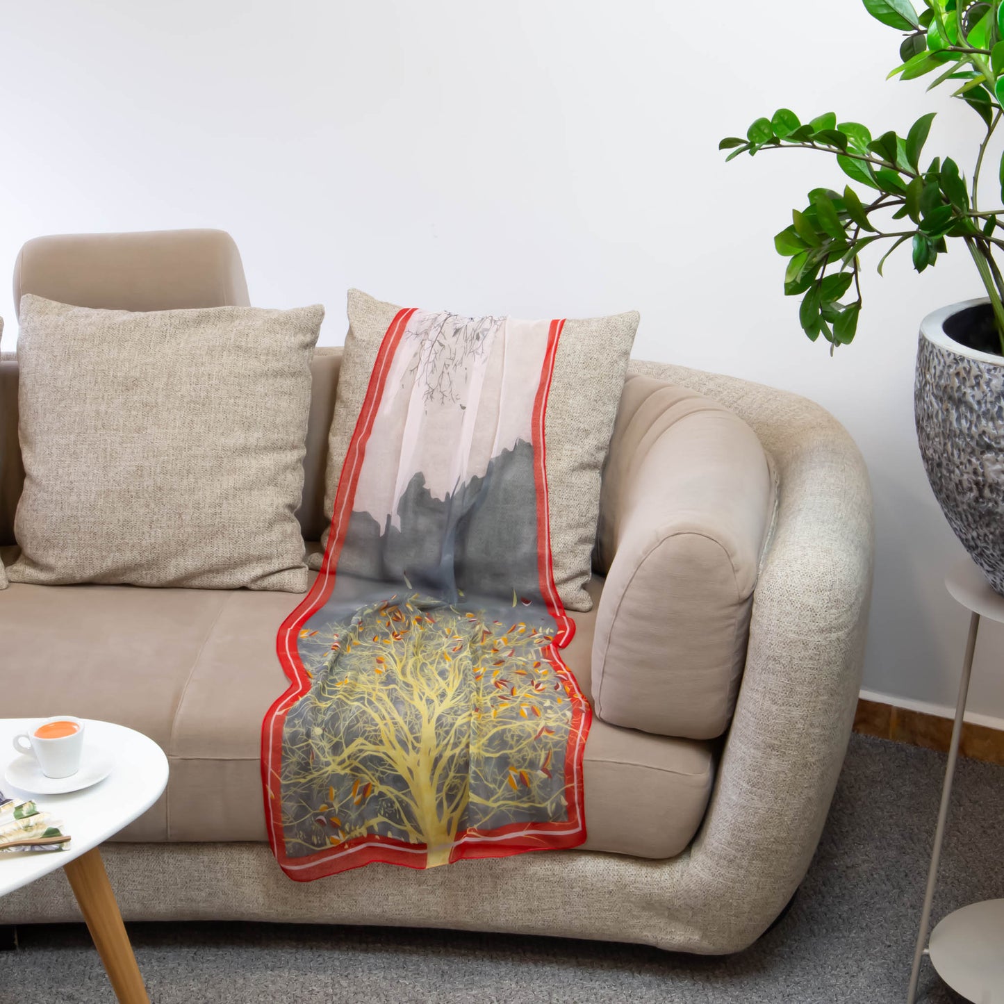 Eșarfă fină cu efect de mătase, imprimeu copacul nopții, 160 x 50 cm - Magical Place