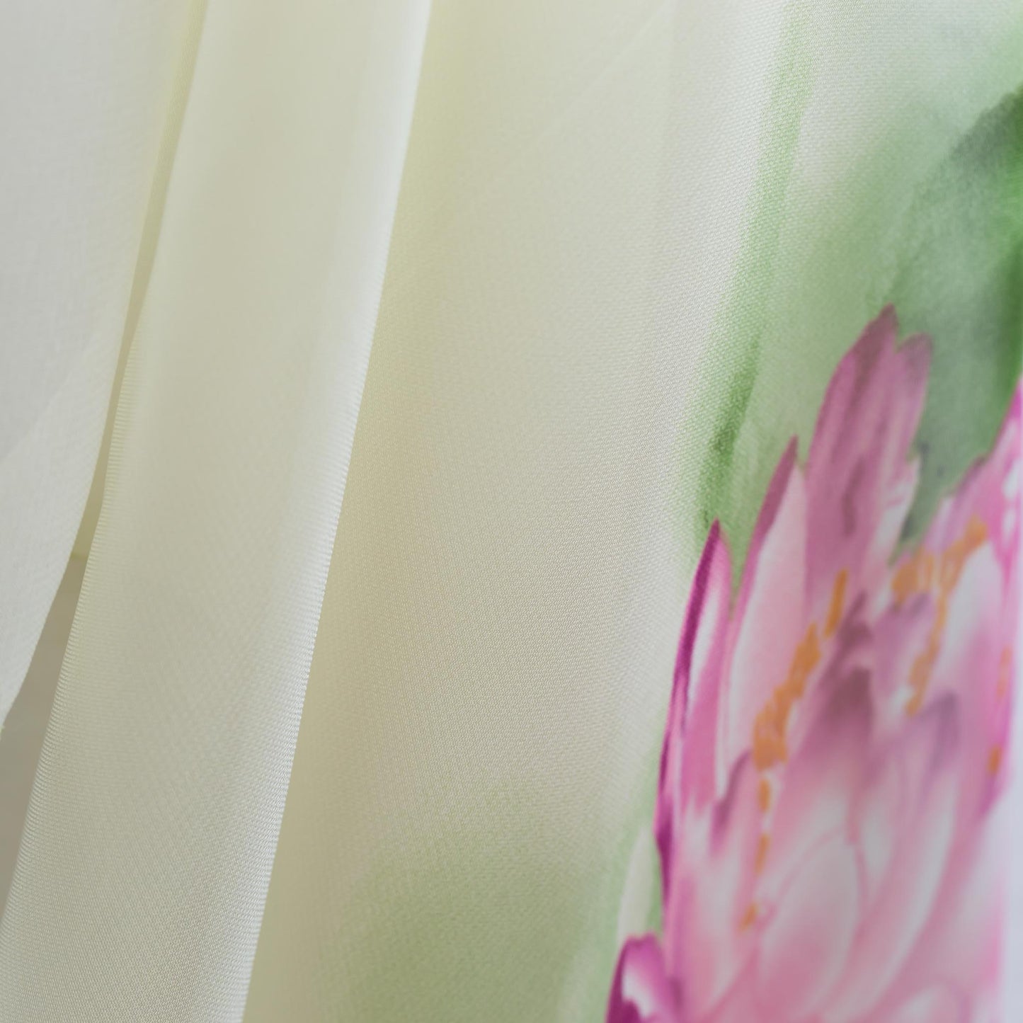 Eșarfă fină cu efect de mătase, imprimeu cu flori mari, 160 x 50 cm - Verde Lime