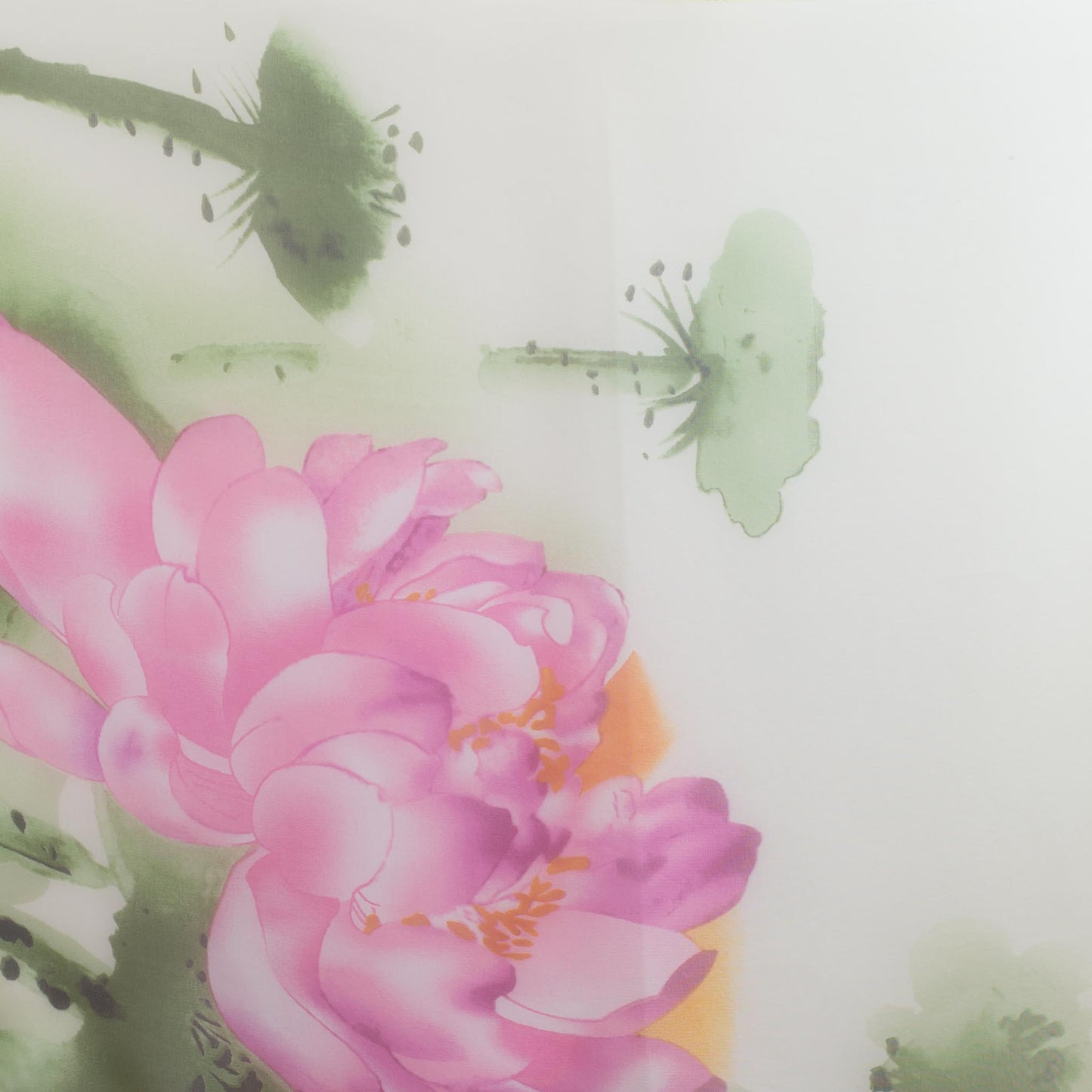 Eșarfă fină cu efect de mătase, imprimeu cu flori mari, 160 x 50 cm - Verde Lime
