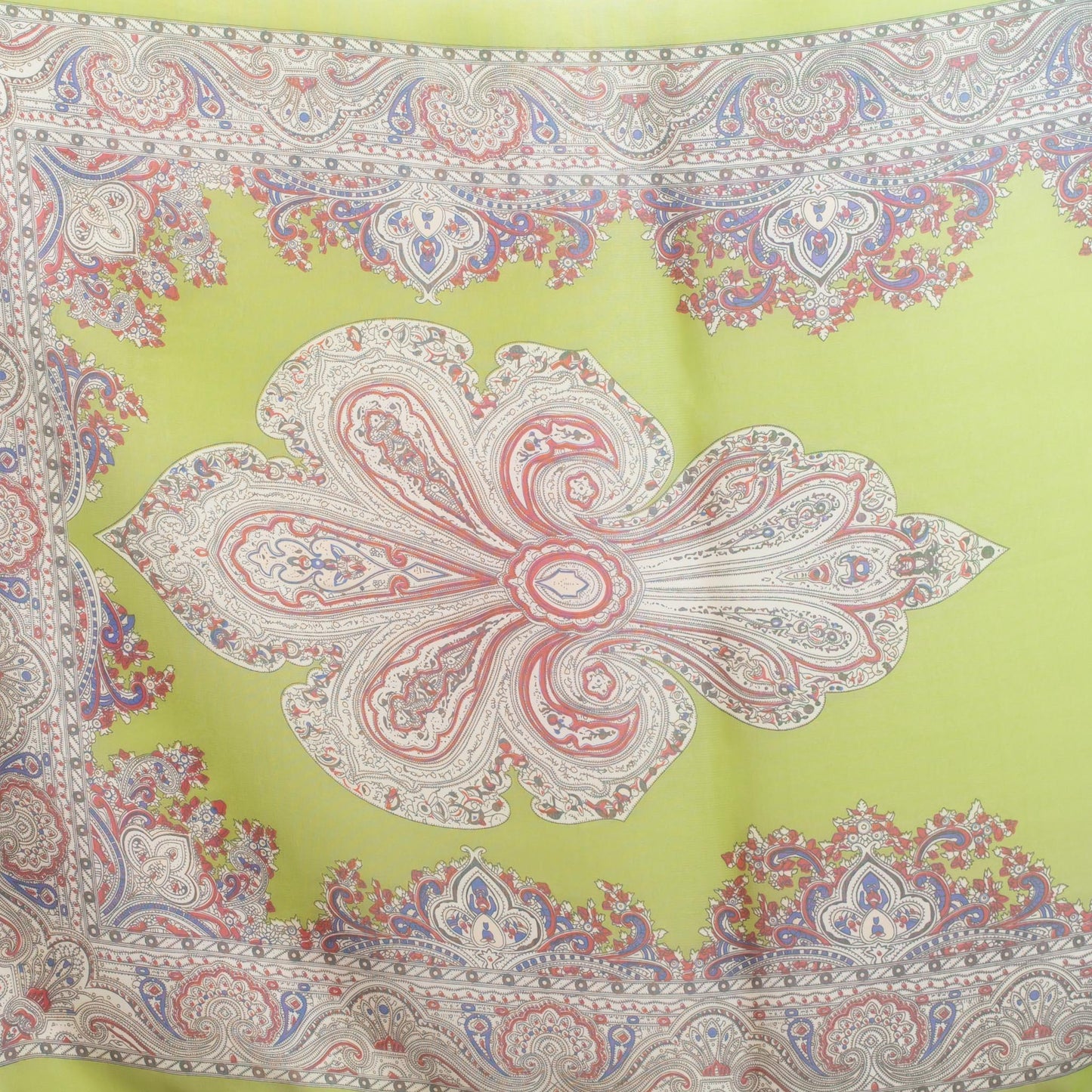 Eșarfă fină cu efect de mătase, imprimeu cu forme orientale, 160 x 50 cm - Verde