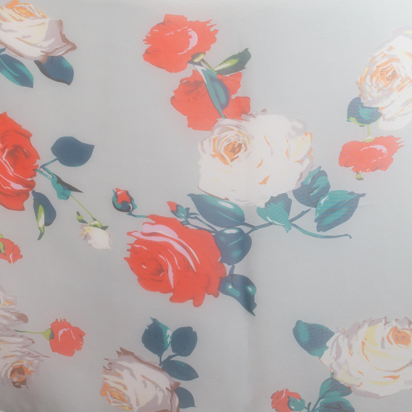 Eșarfă fină cu efect de mătase, imprimeu cu trandafiri classy, 160 x 50 cm - Gri