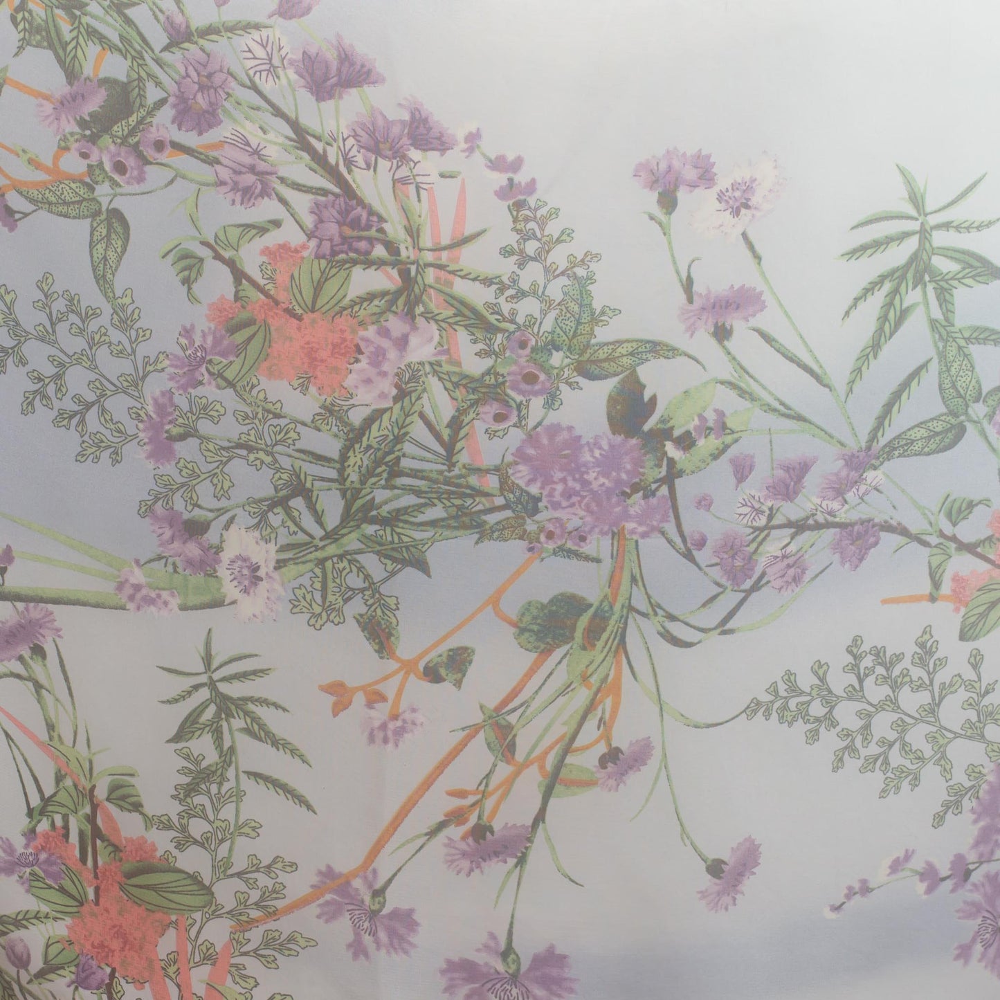 Eșarfă fină cu efect de mătase, imprimeu delicate wild flowers, 160 x 50 cm - Mov