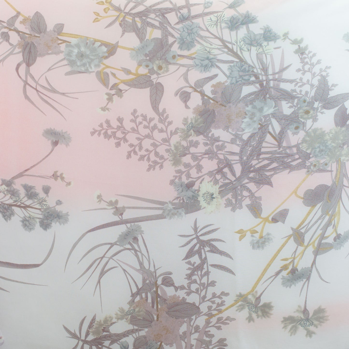 Eșarfă fină cu efect de mătase, imprimeu delicate wild flowers, 160 x 50 cm - Roz