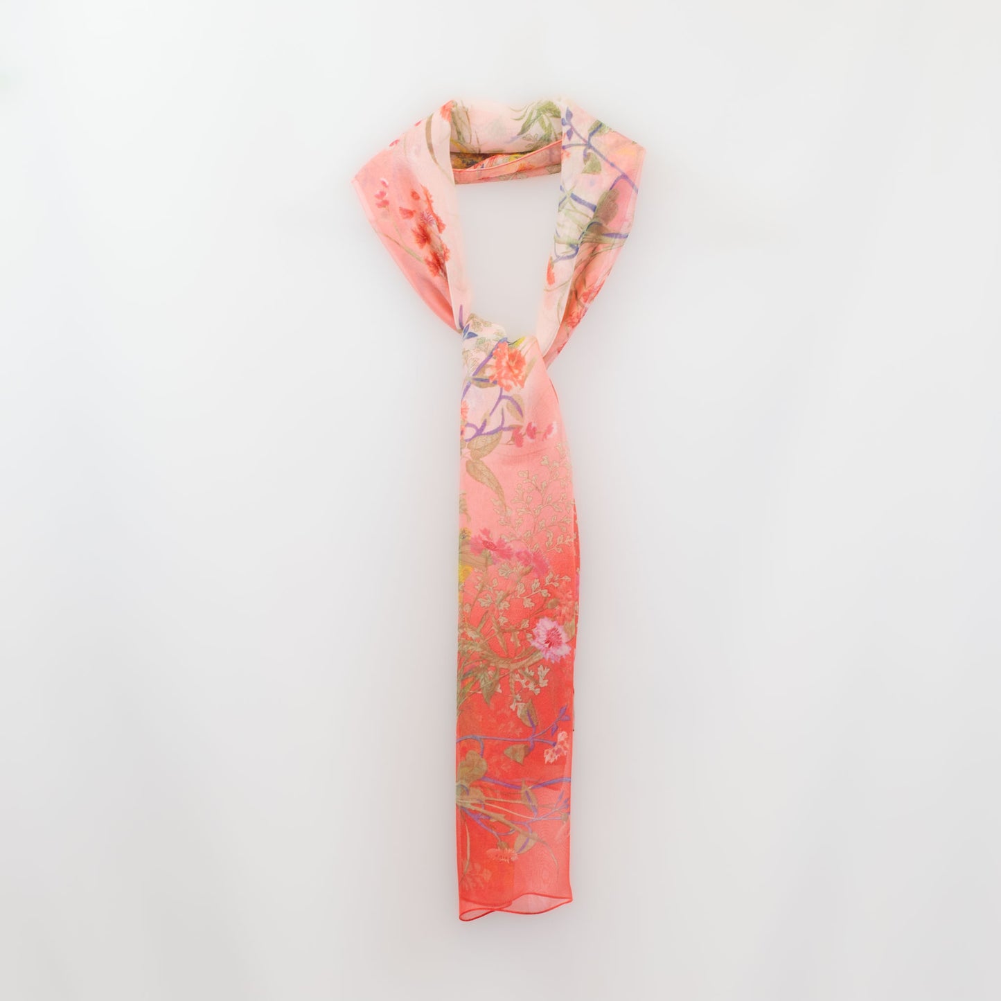 Eșarfă fină cu efect de mătase, imprimeu delicate wild flowers, 160 x 50 cm - Strawbery