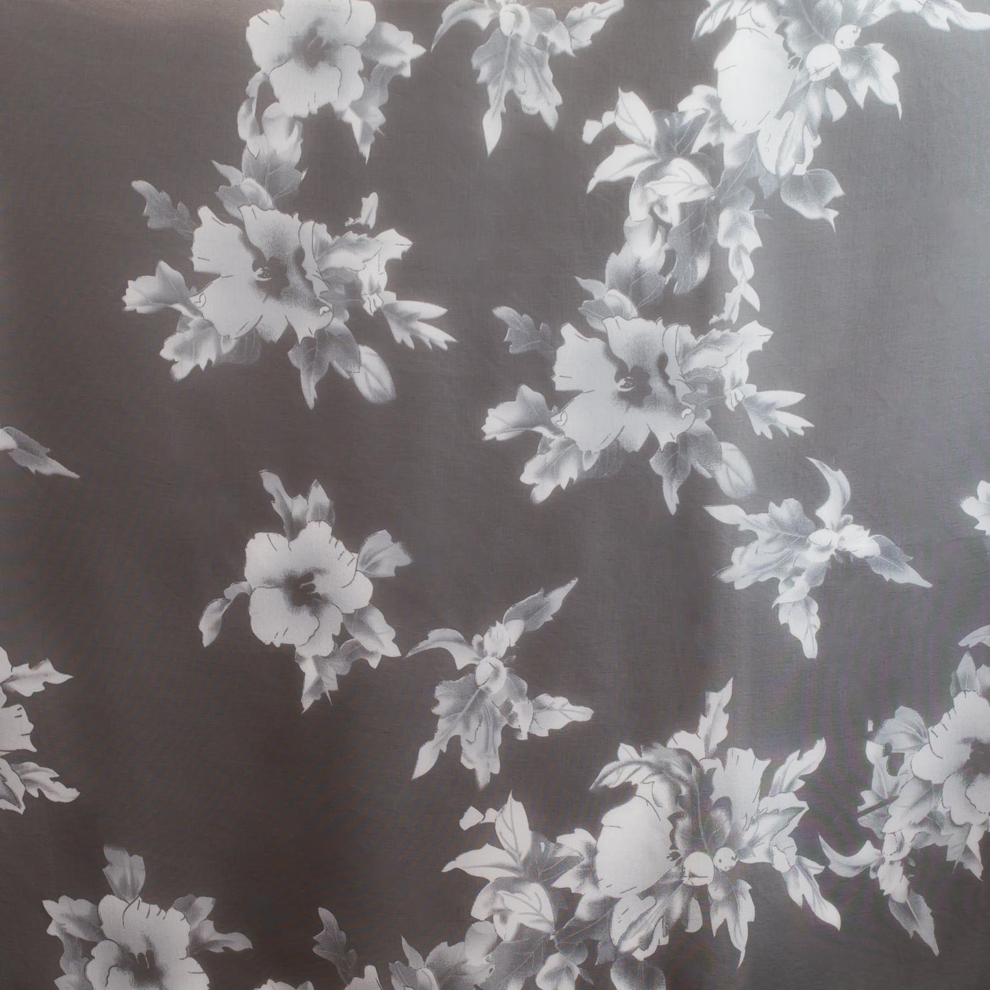 Eșarfă fină cu efect de mătase, imprimeu floral night, 155 x 50 cm - Negru