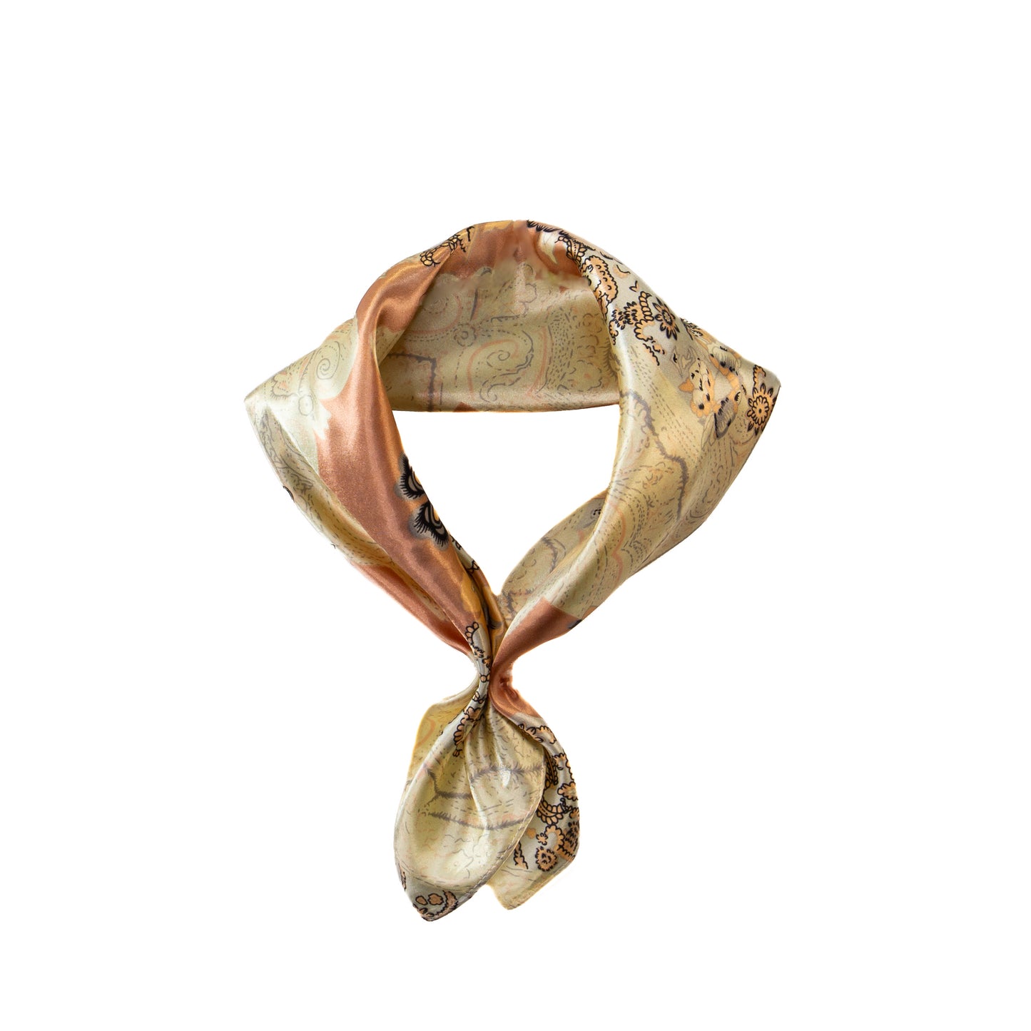 Eșarfă fină cu efect de mătase, imprimeu floral vintage, 56 x 56 cm