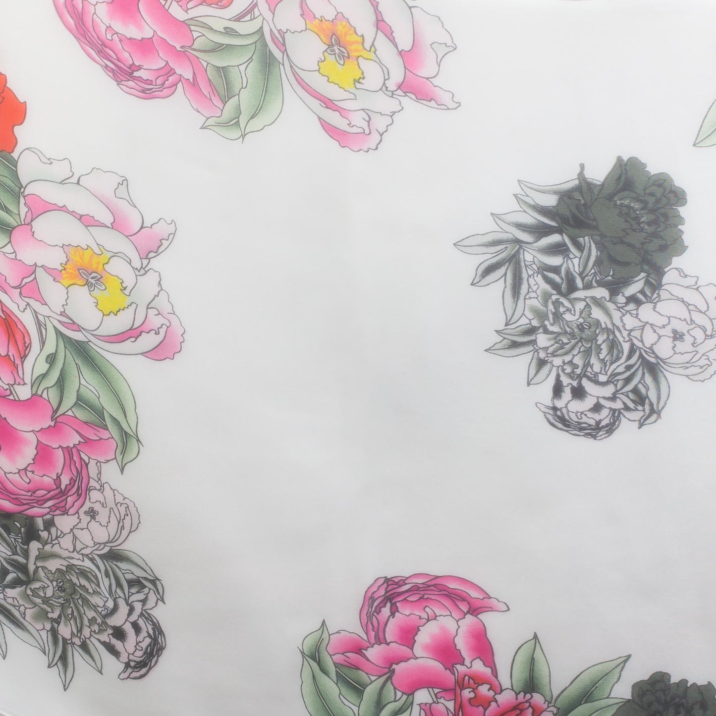 Eșarfă fină cu efect de mătase, imprimeu flori bogate, 160 x 50 cm