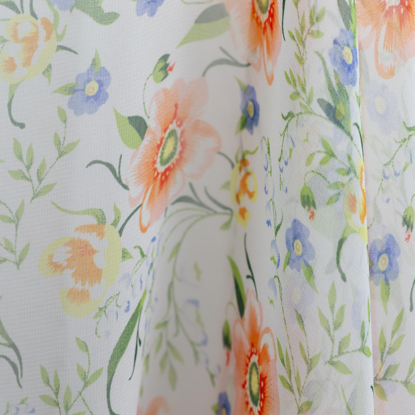Eșarfă fină cu efect de mătase, imprimeu flori delicate summertime, 160 x 50 cm - Portocaliu