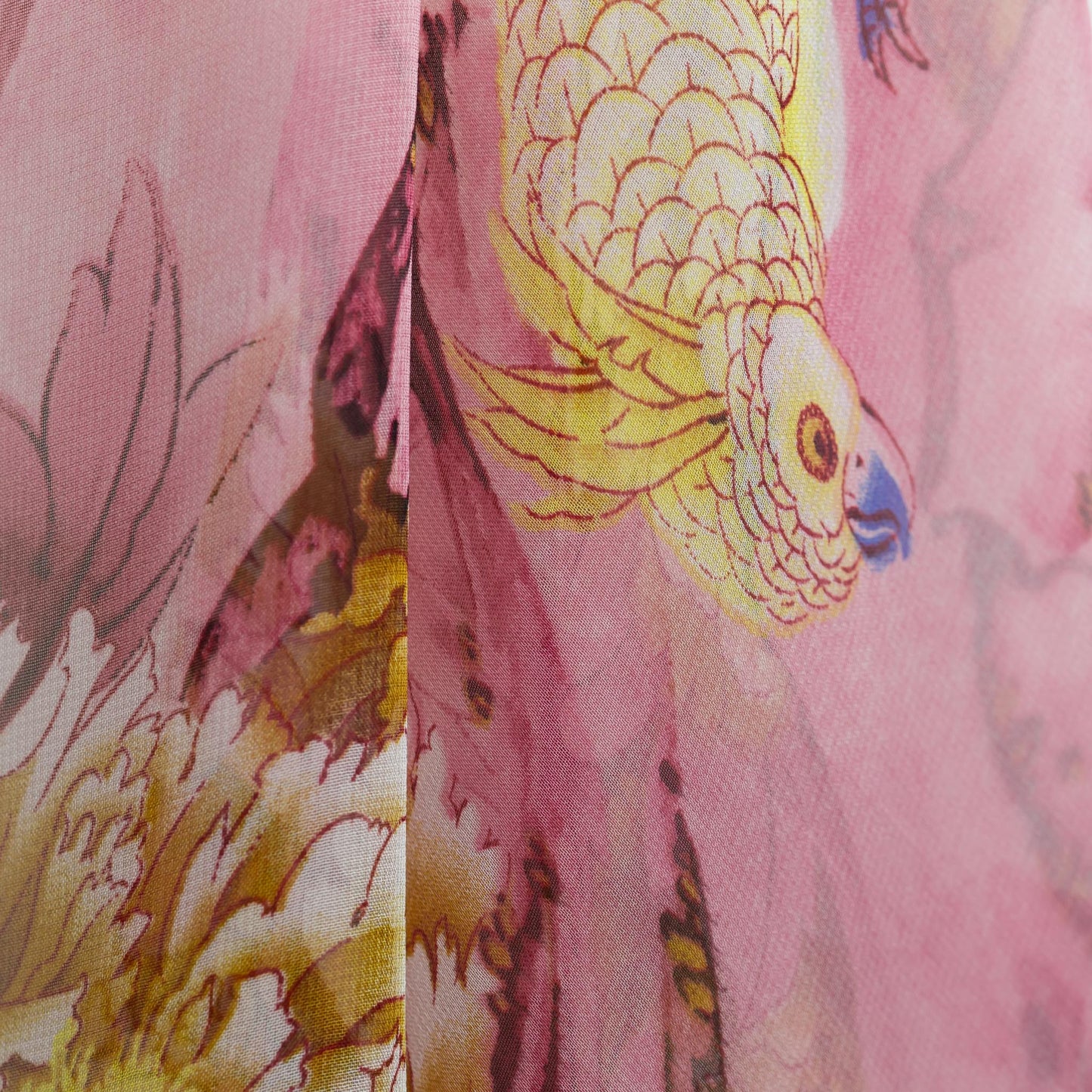 Eșarfă fină cu efect de mătase, imprimeu flori galbene, 155 x 50 cm - Magenta