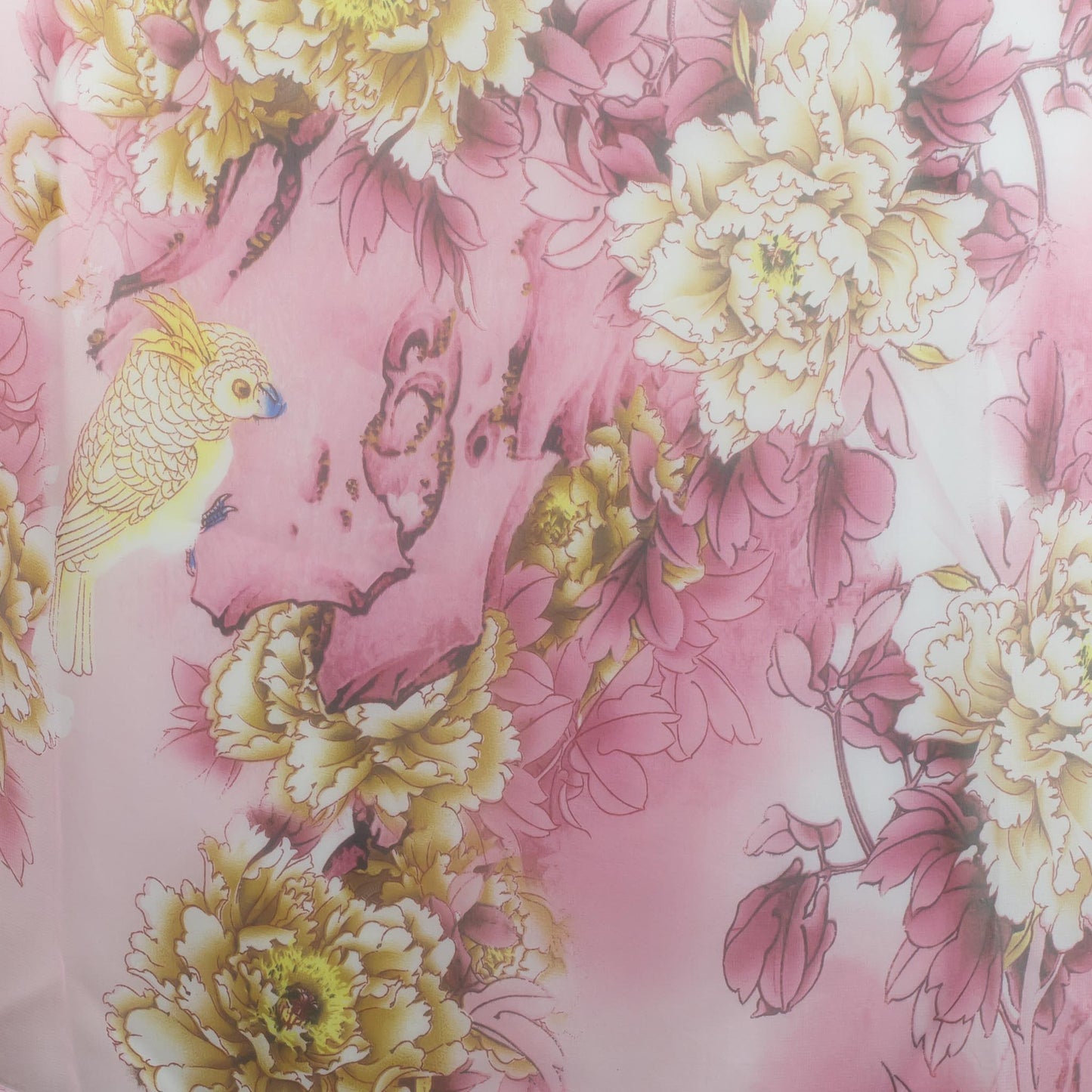 Eșarfă fină cu efect de mătase, imprimeu flori galbene, 155 x 50 cm - Magenta