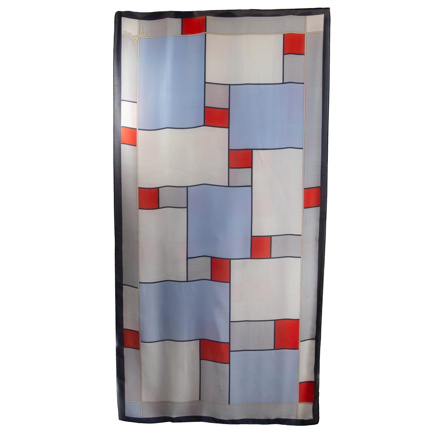 Eșarfă fină cu efect de mătase, imprimeu geometric mixt, 180 x 92 cm - Albastru, Roșu