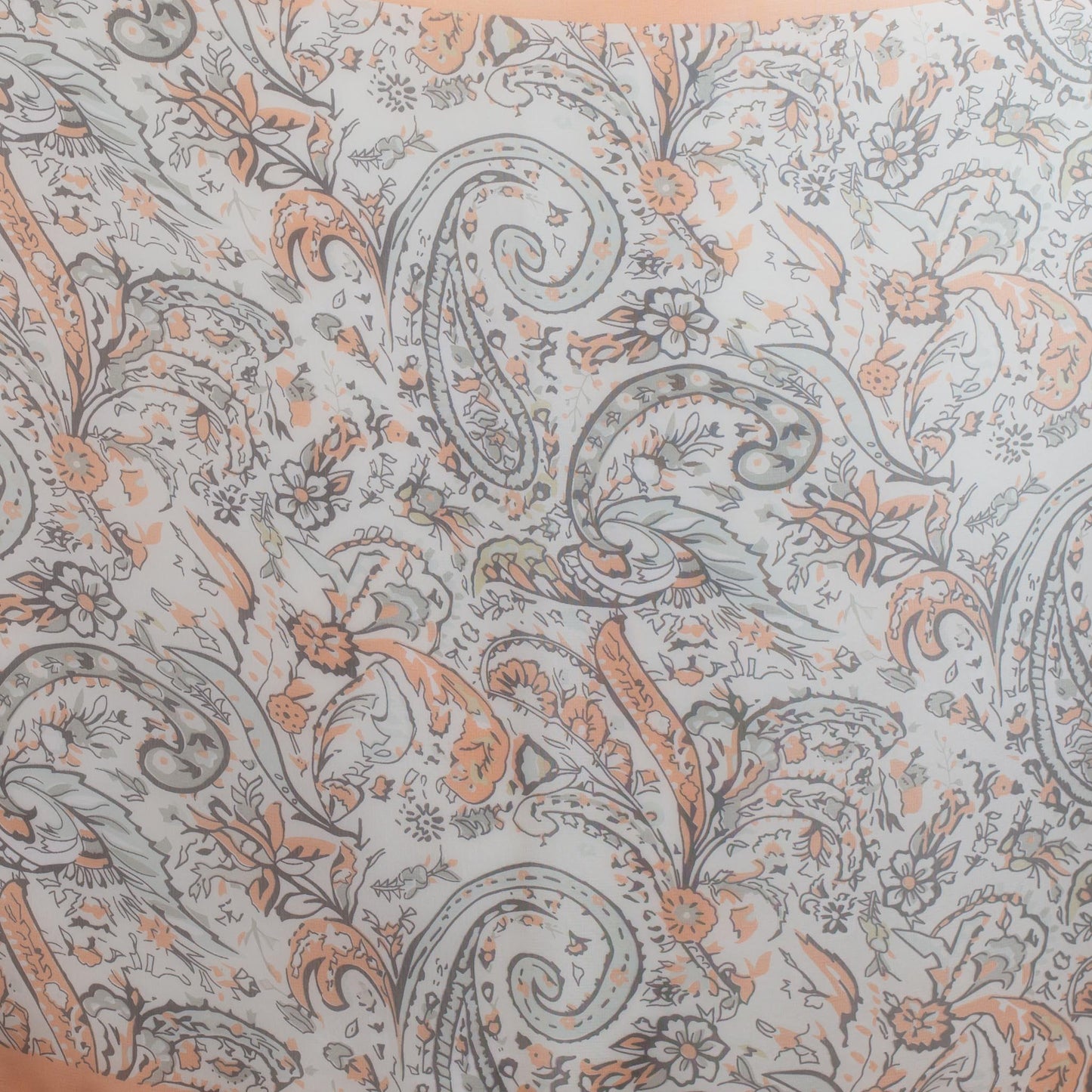 Eșarfă fină cu efect de mătase, imprimeu paisley garden, 160 x 50 cm - Peach