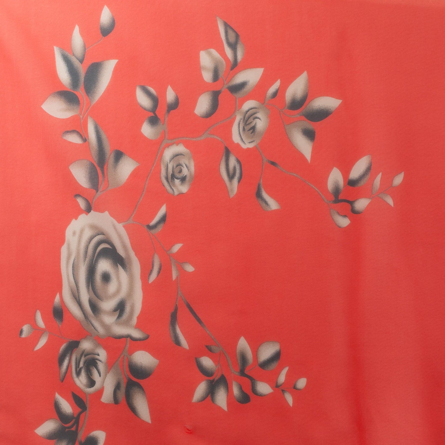Eșarfă fină cu efect de mătase, imprimeu trandafiri mono, 155 x 45 cm - Roșu