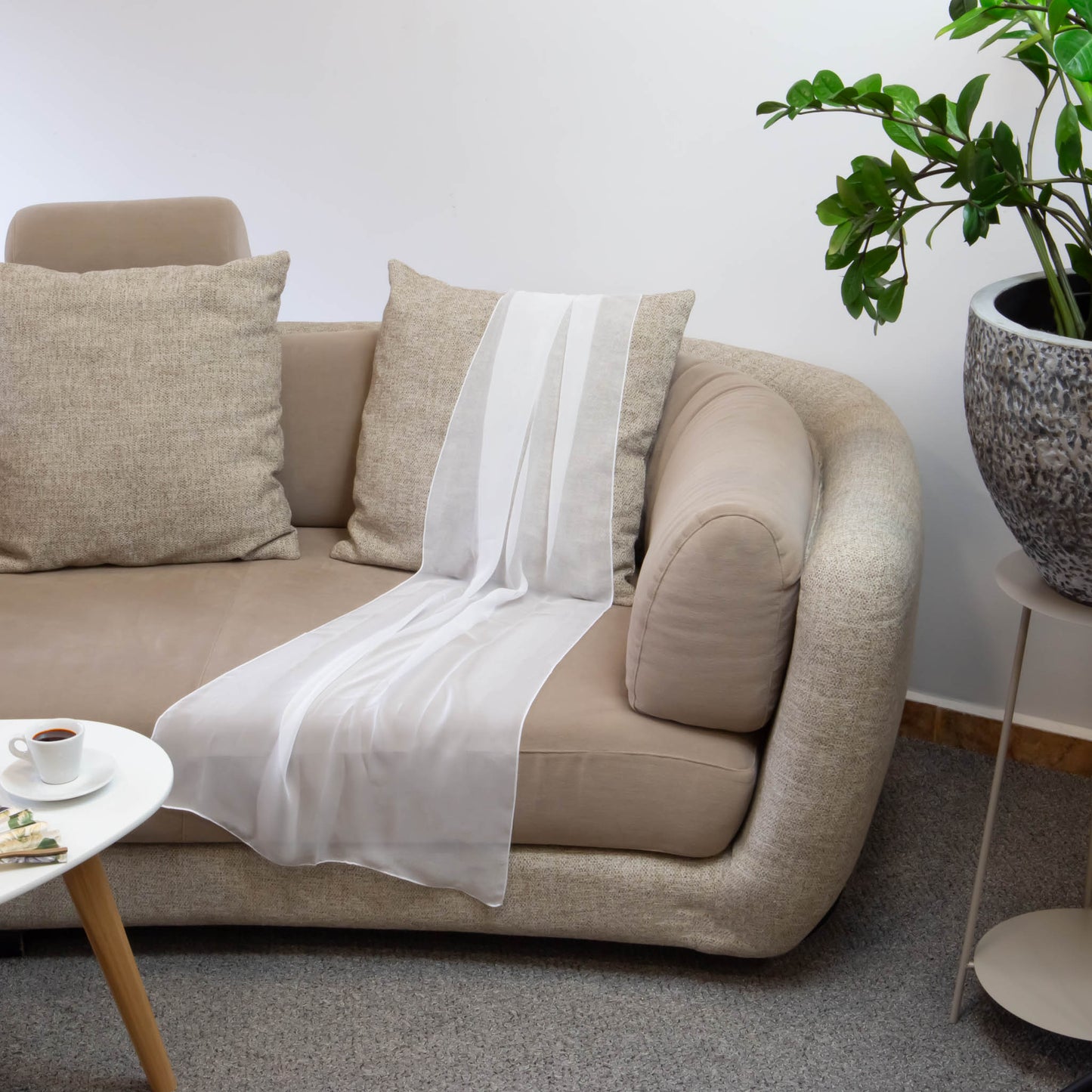 Eșarfă fină cu efect de mătase uni, 155 x 55 cm - Alb