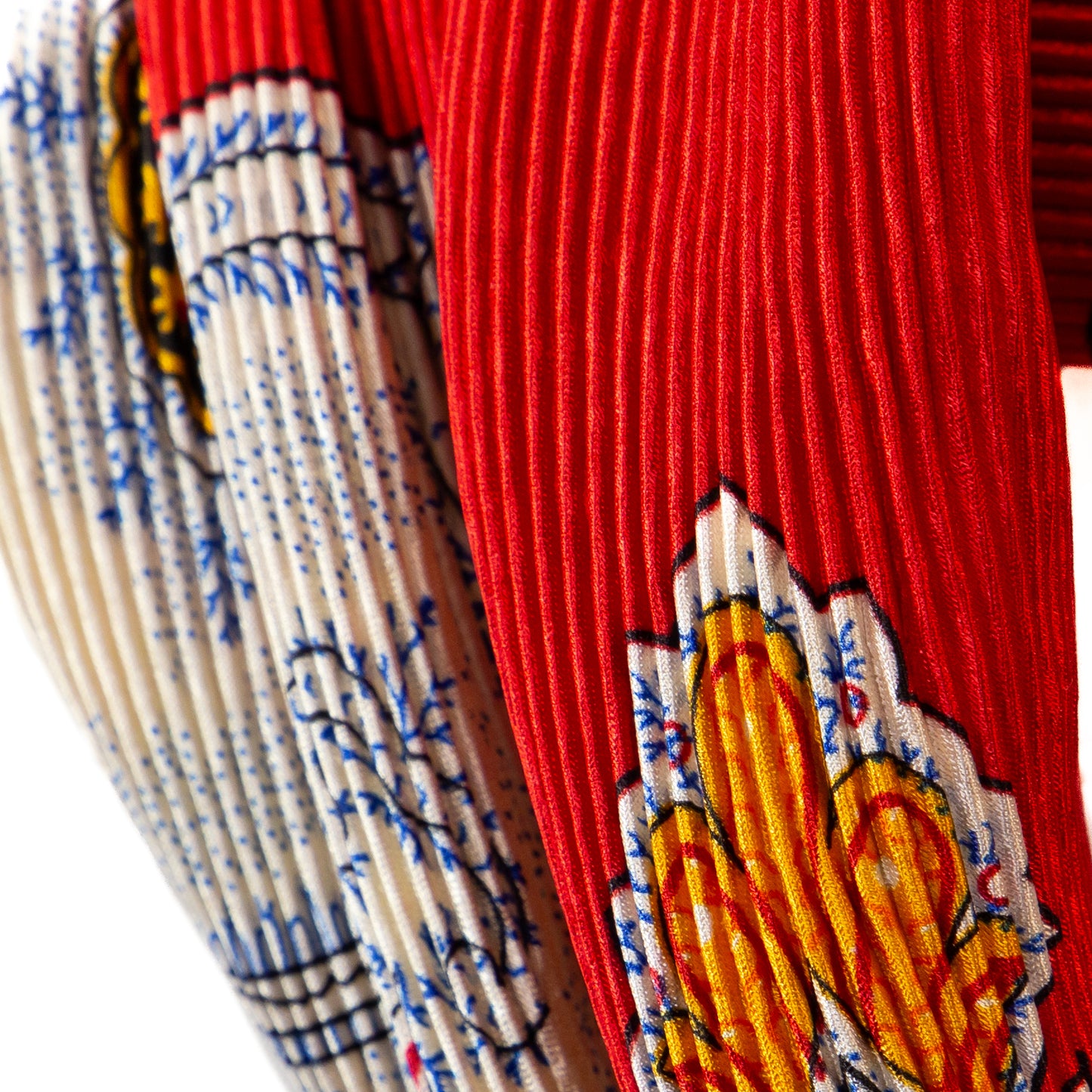 Eșarfă plisată din satin, eleganță orientală, 120 x 80 cm - Roșu, Portocaliu