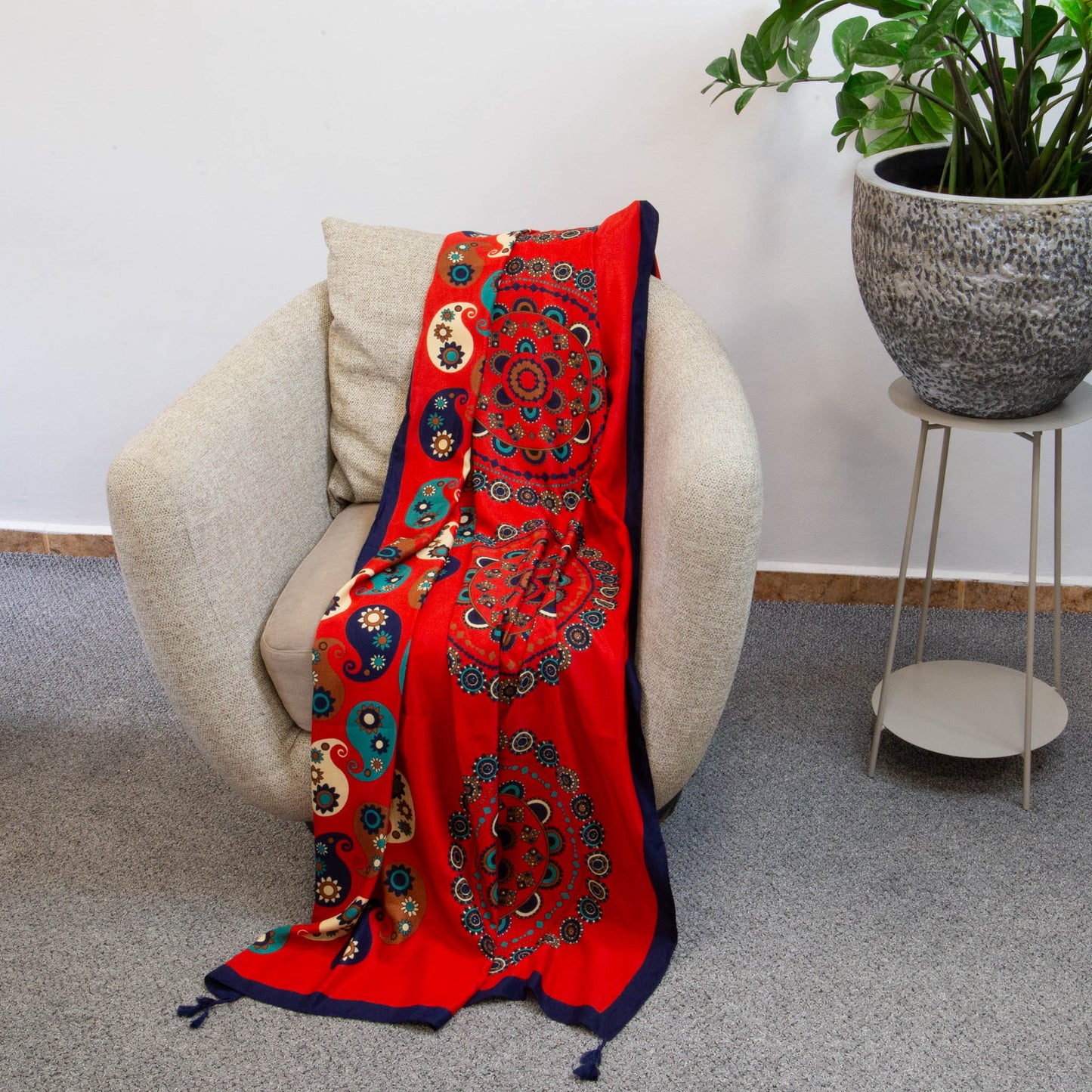 Eșarfă premium cu imprimeu kaza orient, 180 x 85 cm