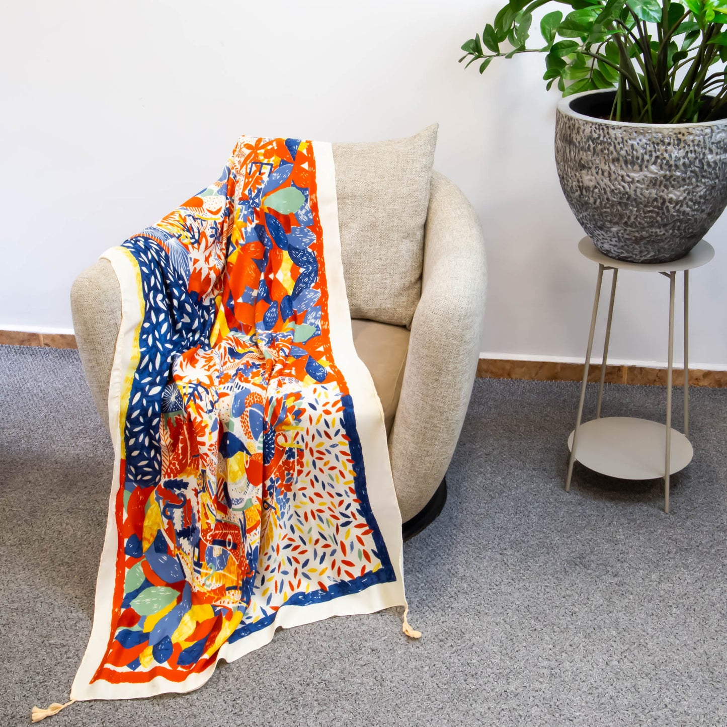 Eșarfă premium cu imprimeu plin de viață, 180 x 85 cm