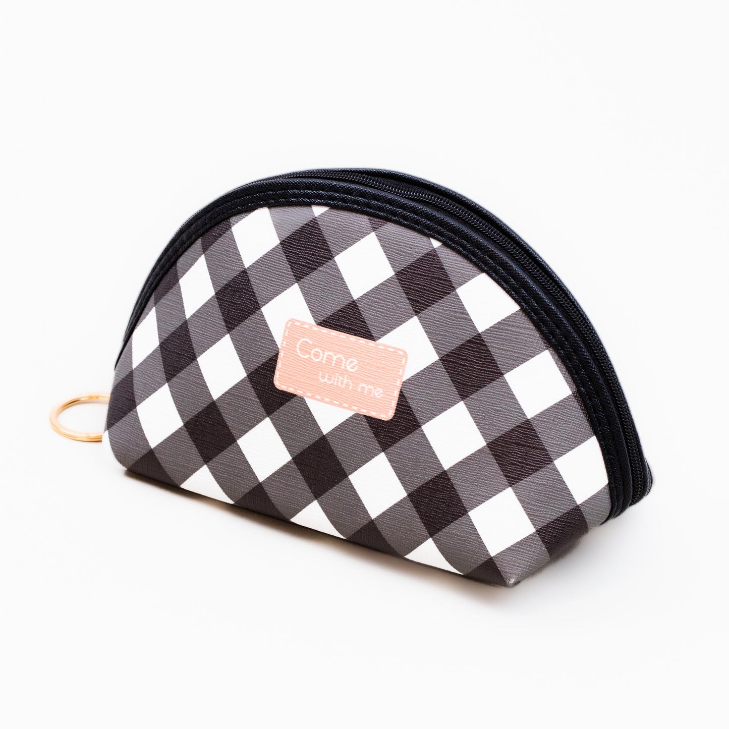 Geantă cosmetice cu imprimeu alb negru - Come With Me