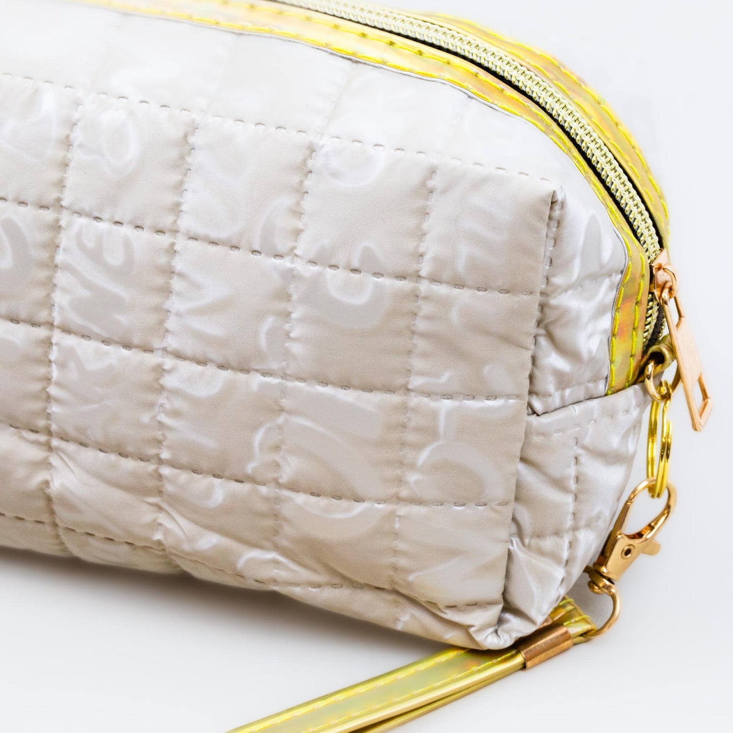 Geantă cosmetice cu textură moale și lucioasă - Bej Iceream