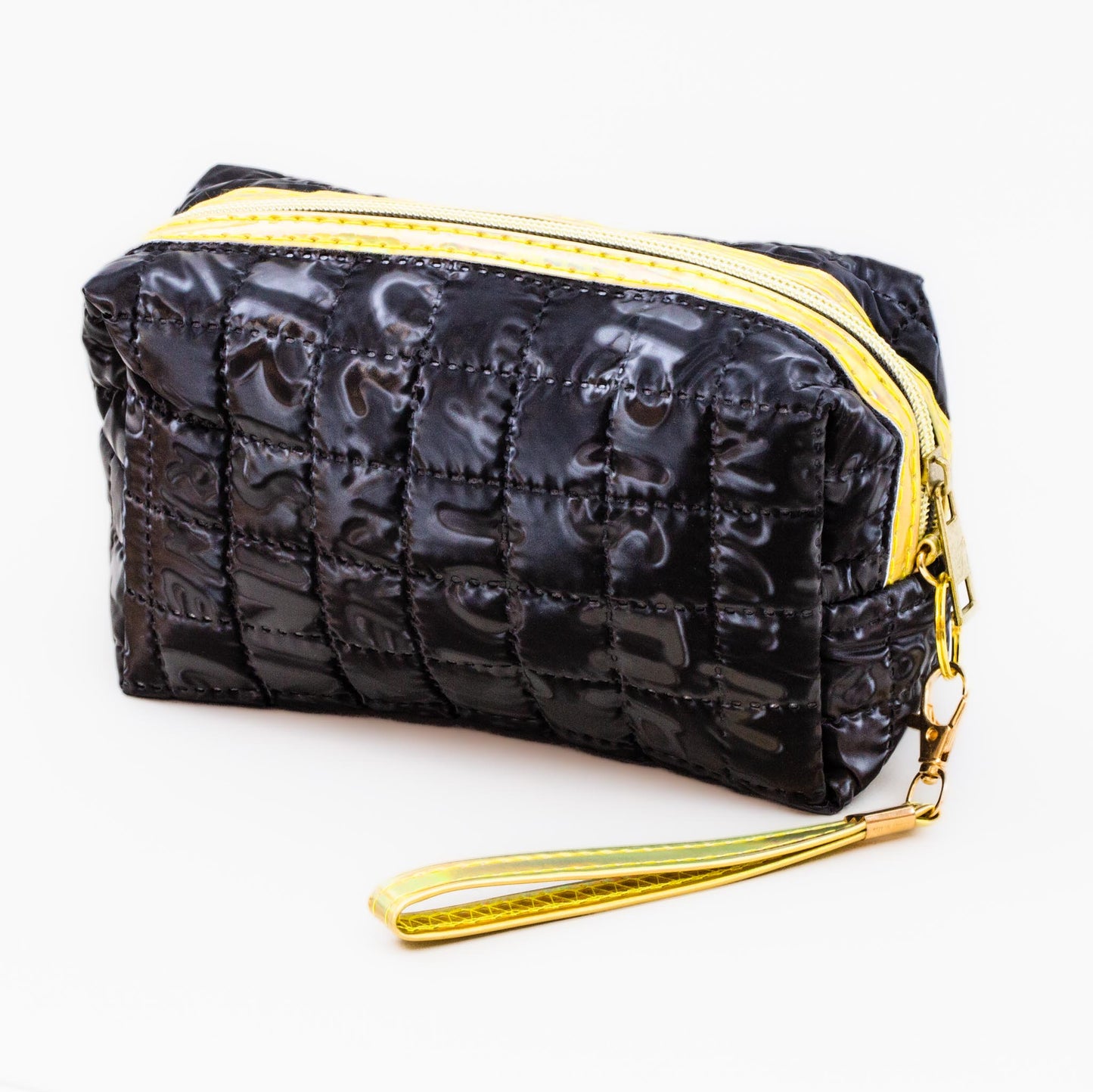 Geantă cosmetice cu textură moale și lucioasă - Negru Iceream