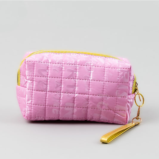 Geantă cosmetice cu textură moale și lucioasă - Roz Iceream
