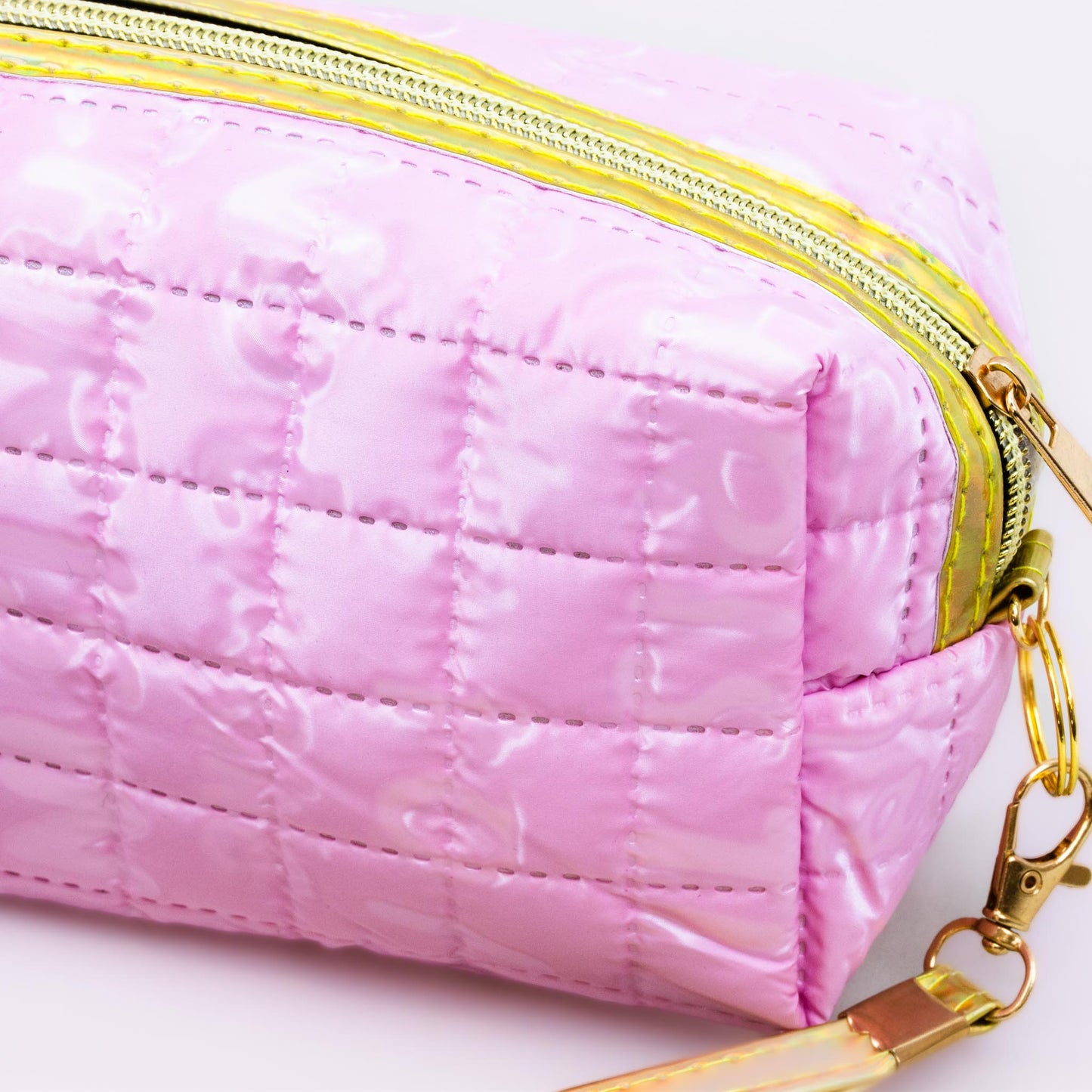 Geantă cosmetice cu textură moale și lucioasă - Roz Iceream