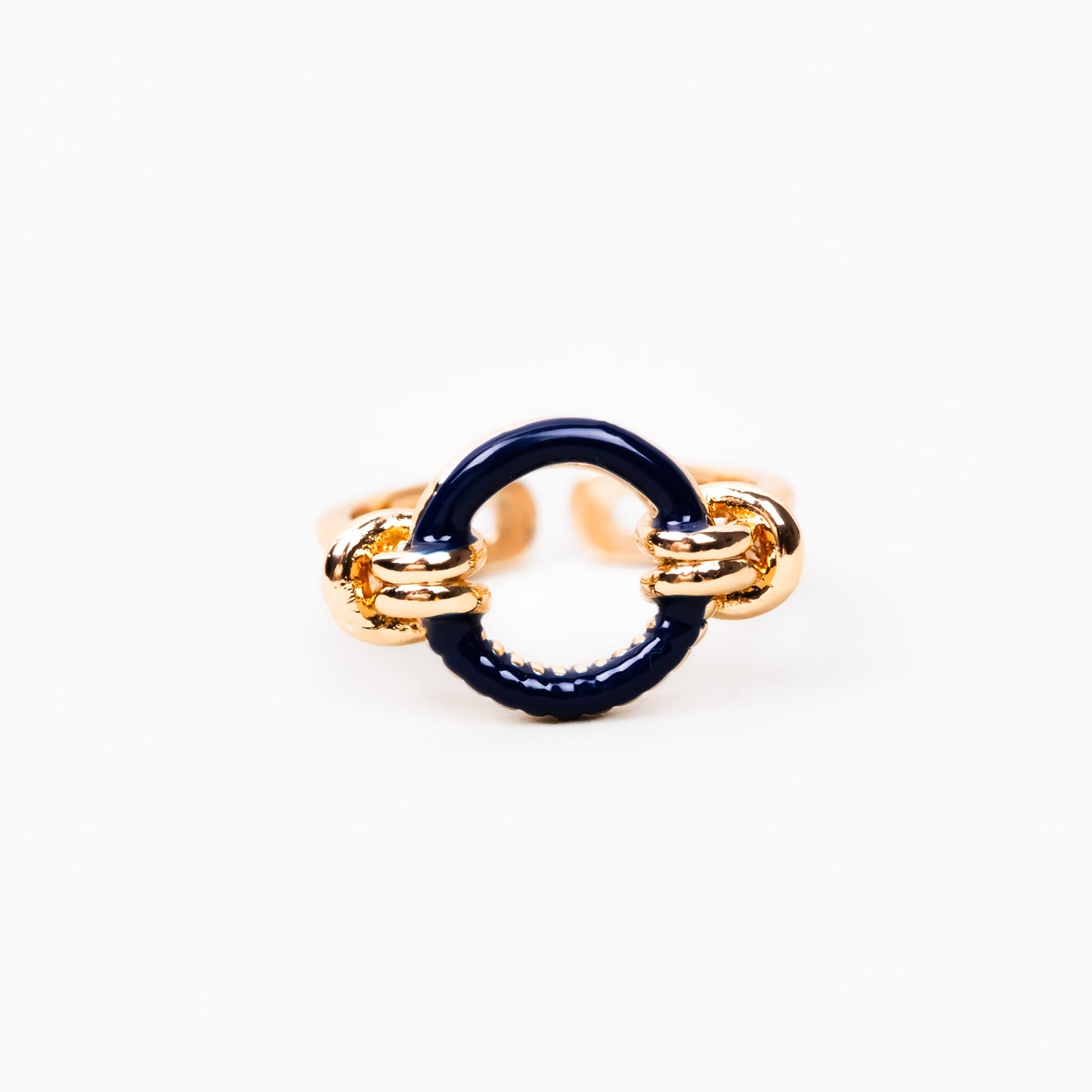 Inel auriu aquarius reglabil cu accent color - Albastru închis