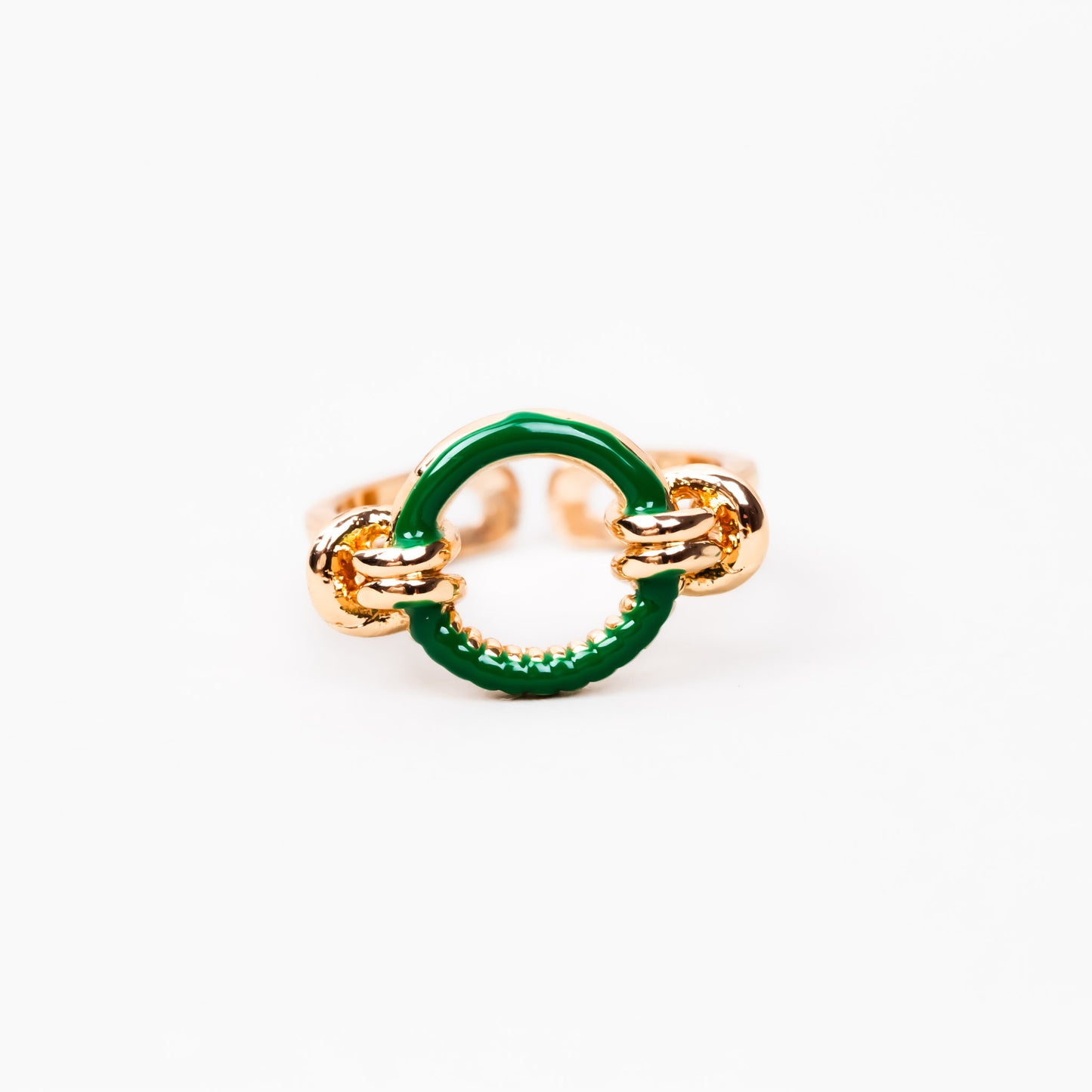 Inel auriu aquarius reglabil cu accent color - Verde