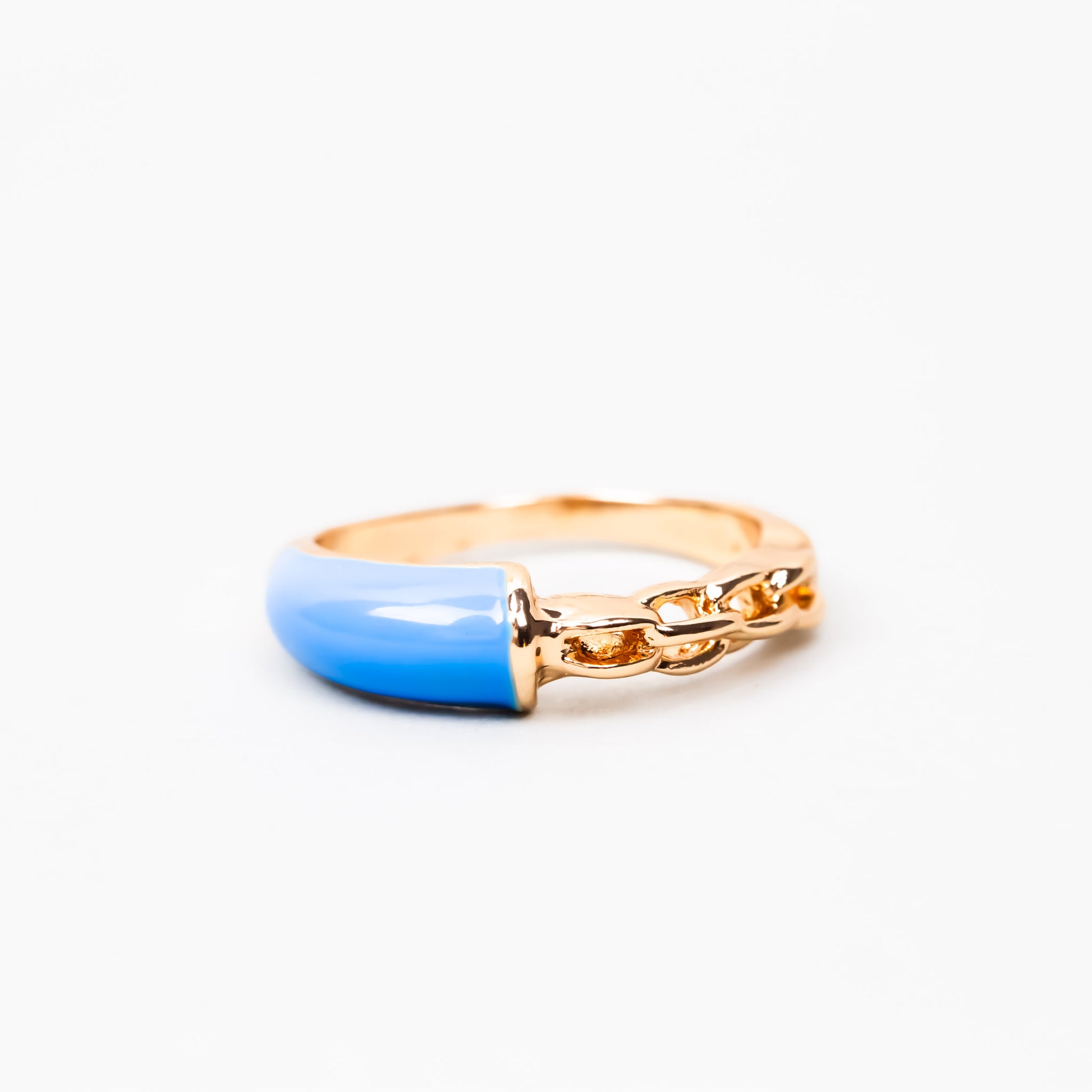 Inel auriu cu formă de zale și accent color - Albastru