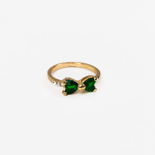 Inel cu fundiță delicată și pietre - Verde