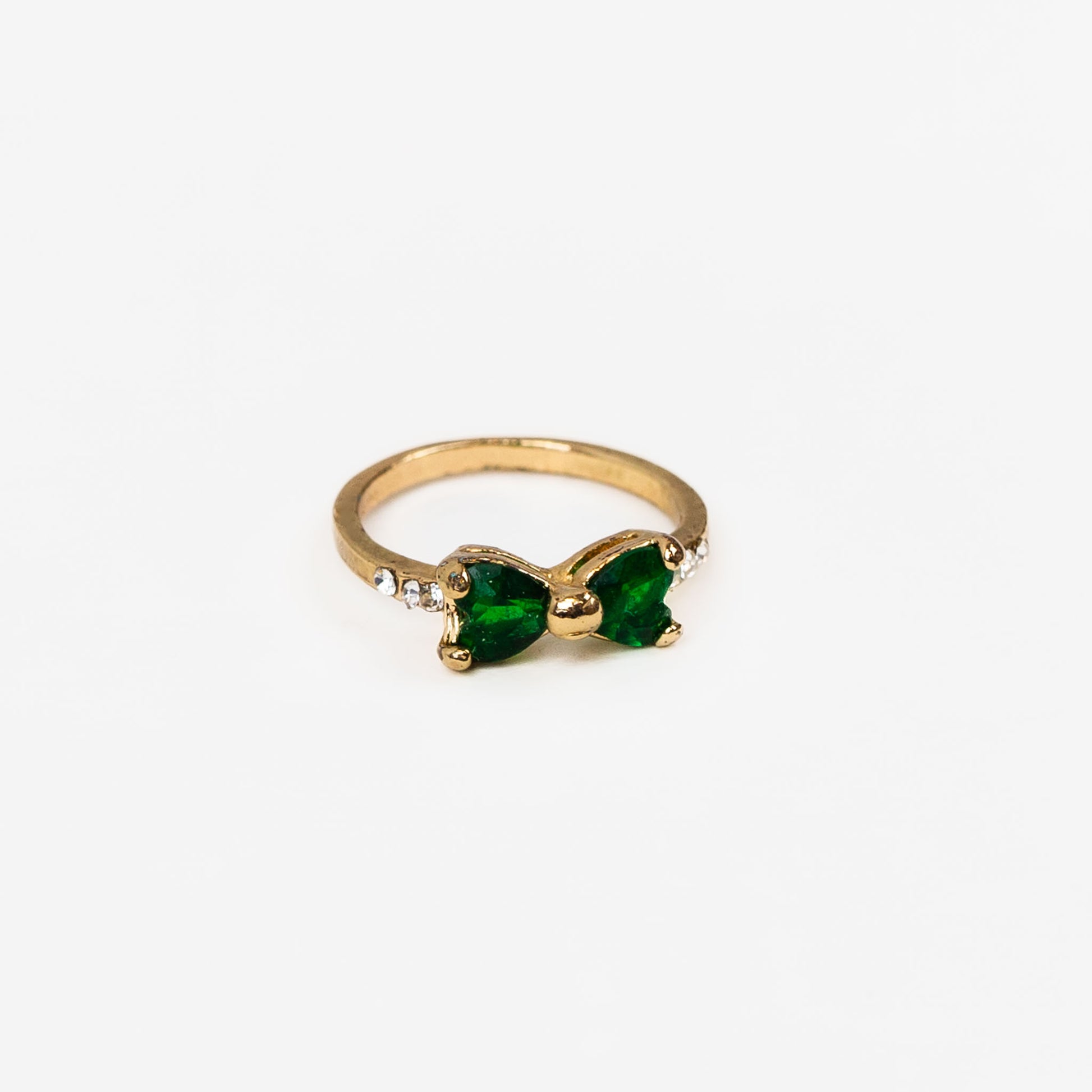 Inel cu fundiță delicată și pietre - Verde