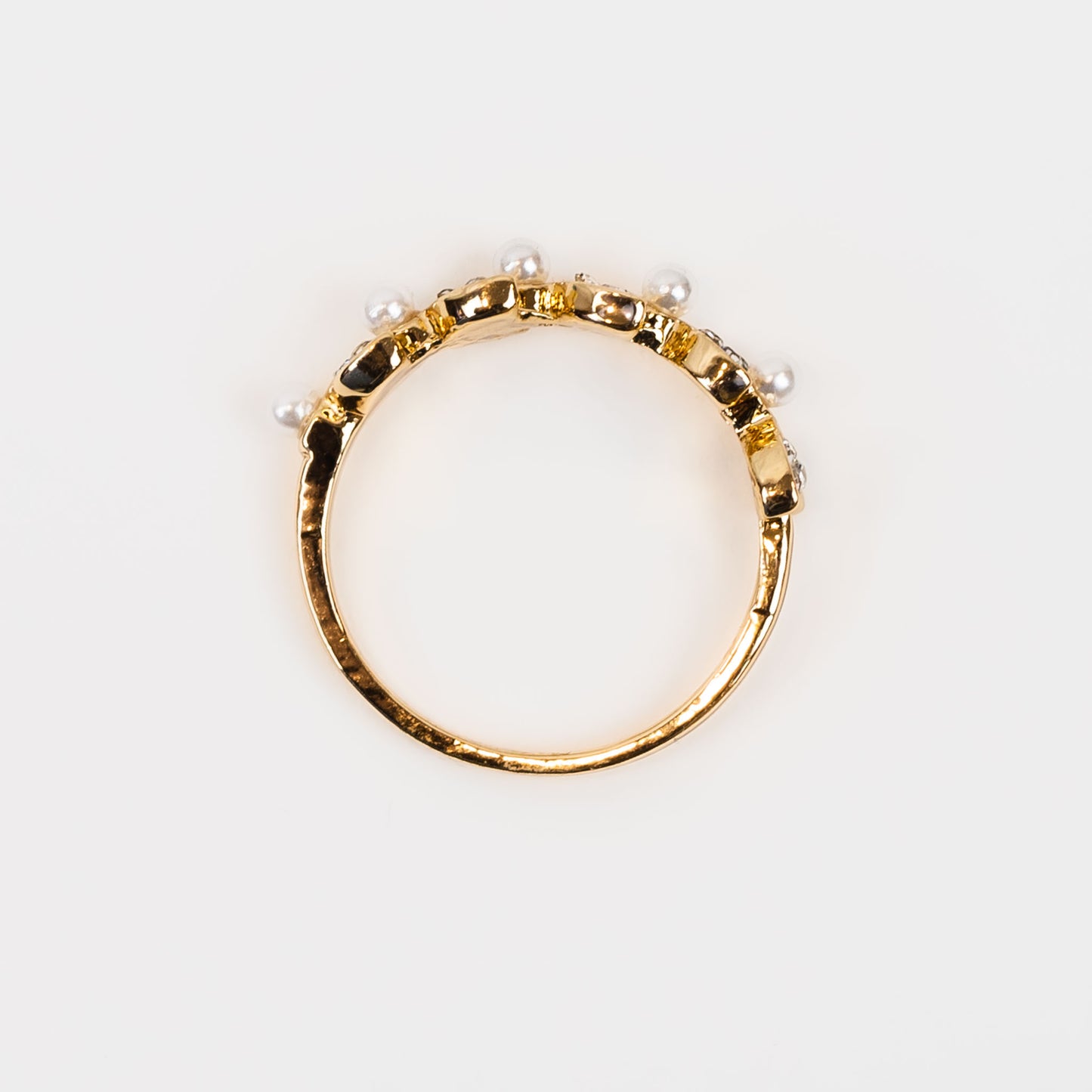 Inel cu perle mici delicate și ștrasuri - Auriu