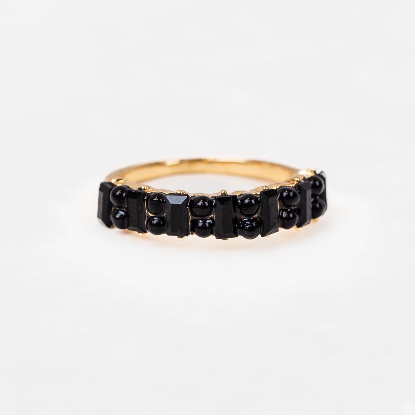 Inel cu pietre și biluțe - Negru