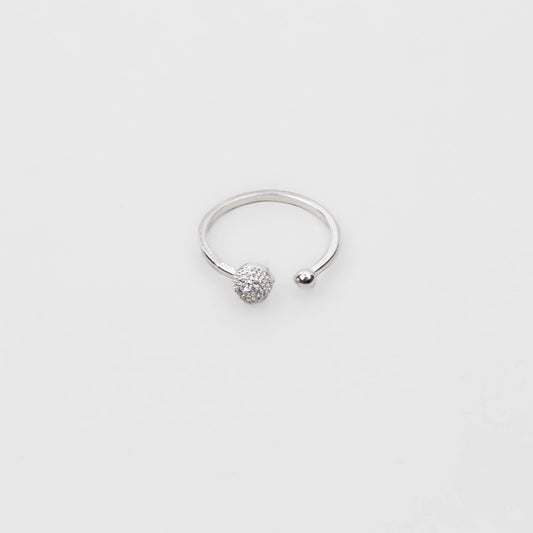 Inel reglabil delicat cu biluțe și pietre discrete - Argintiu