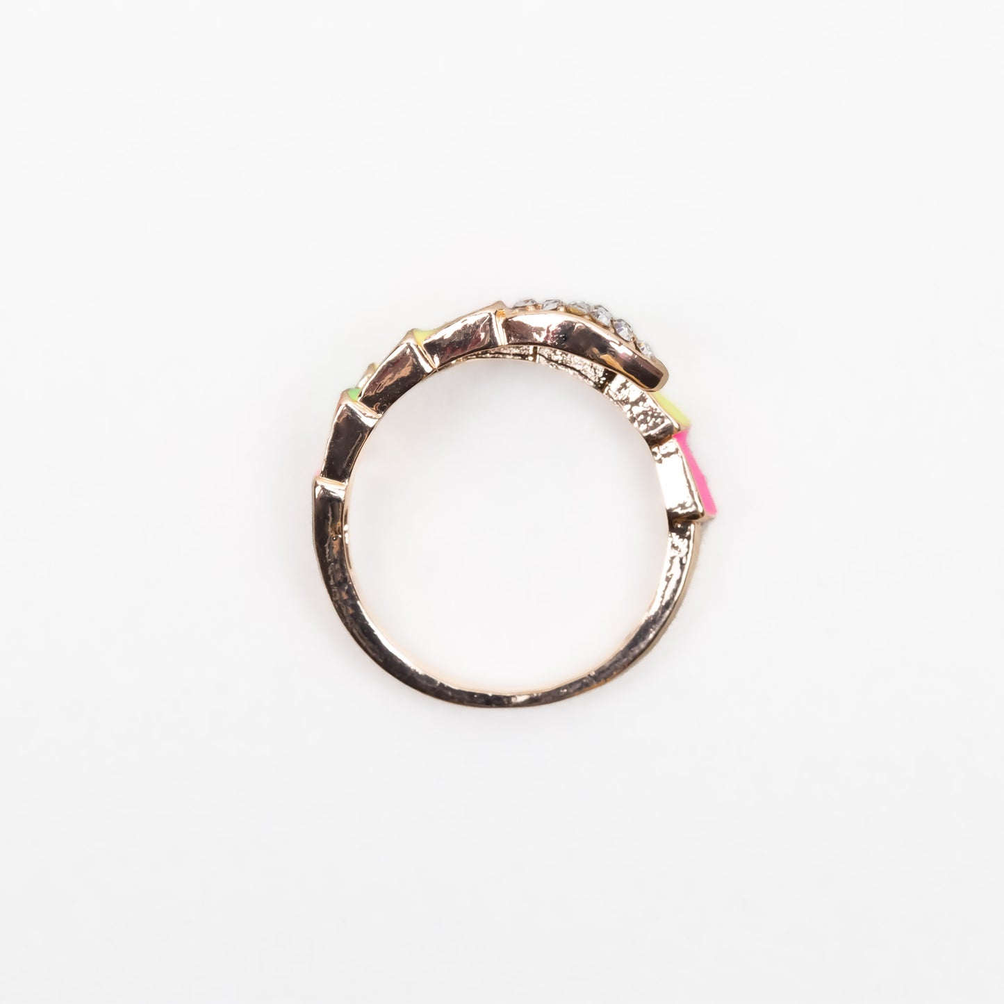 Inel reglabil în formă de șarpe colorat cu ștrasuri - Auriu