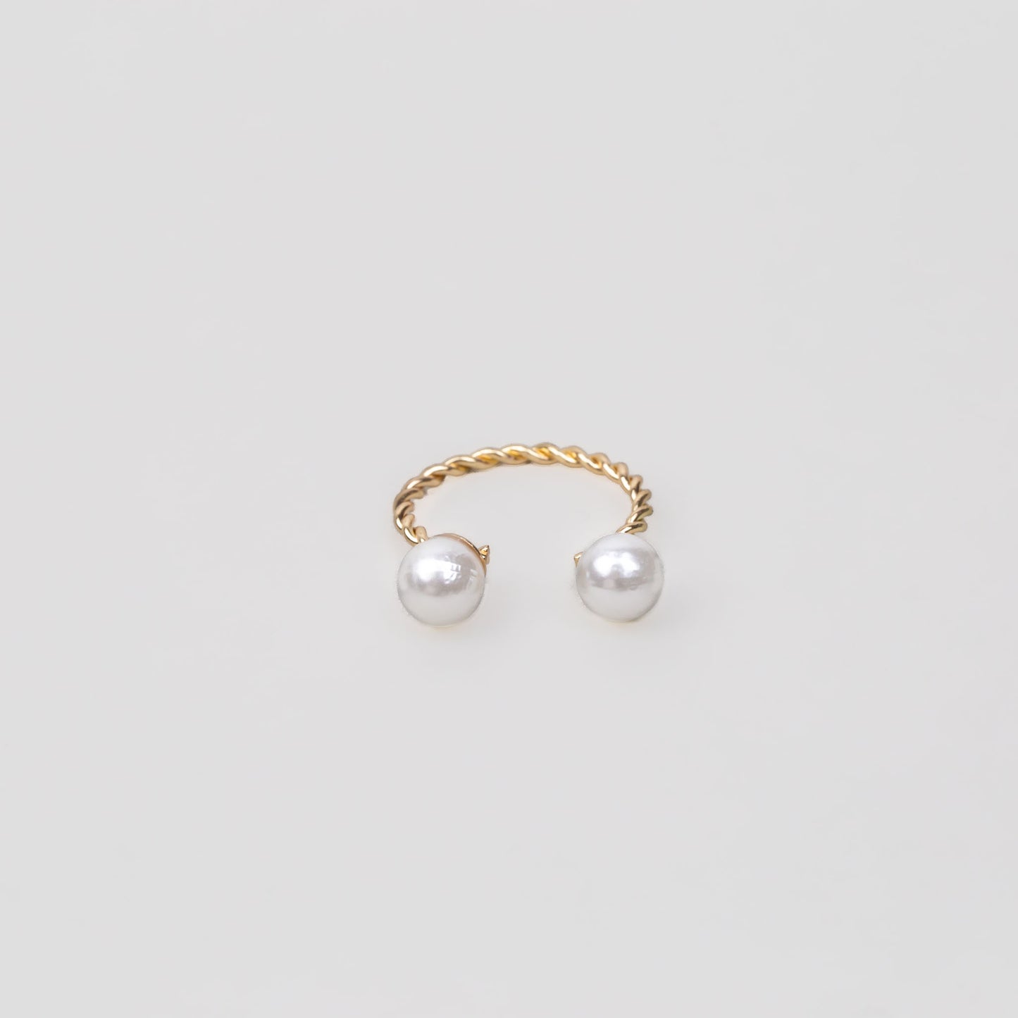 Inel reglabil spiralat cu perle - Auriu