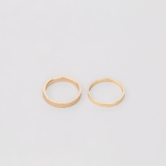 Inele simple în stil minimal cu forme de diamant, set 2 buc - Auriu