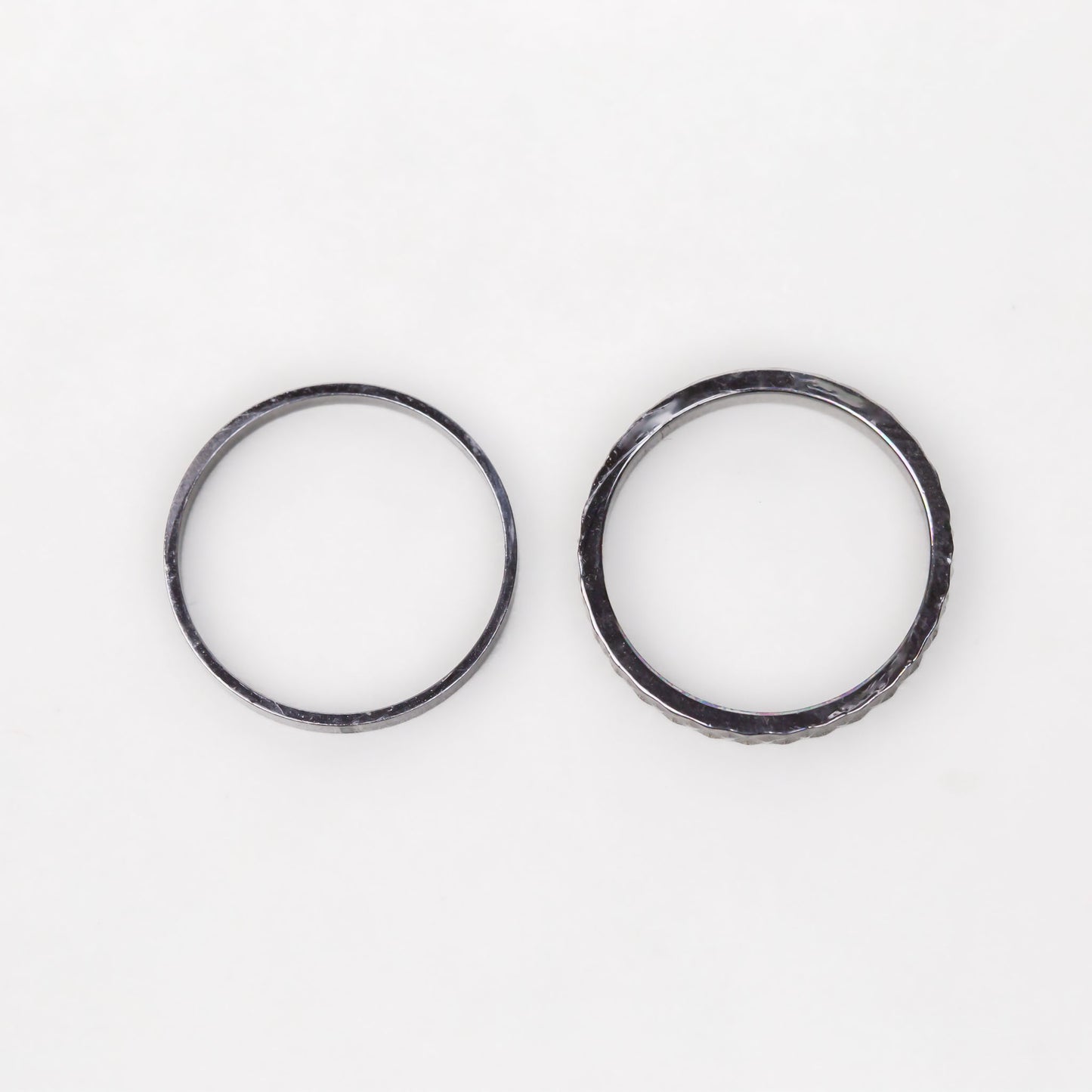 Inele simple în stil minimal cu forme de diamant, set 2 buc - Negru