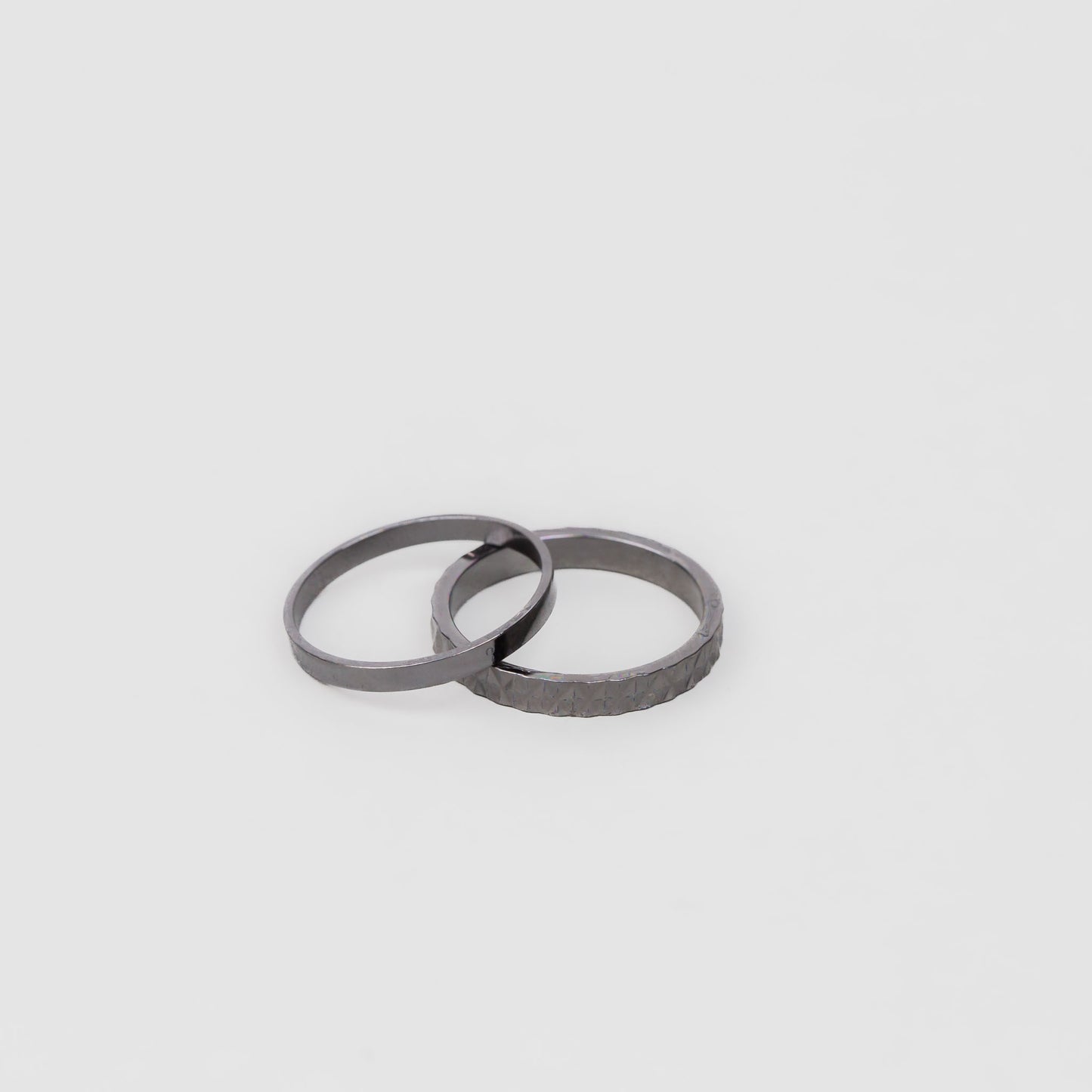 Inele simple în stil minimal cu forme de diamant, set 2 buc - Negru